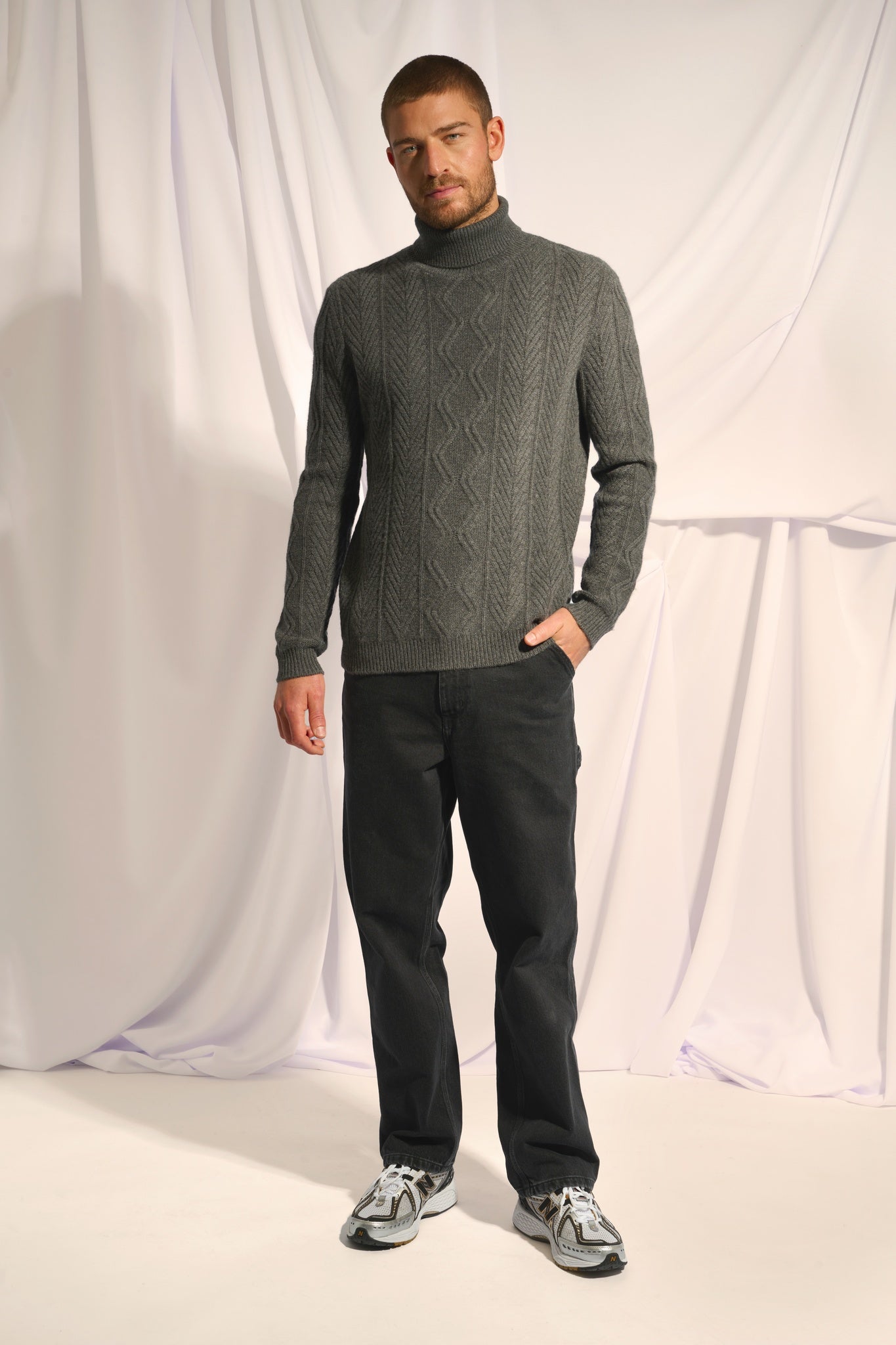 DORJE turtleneck sweater anthracite mottled