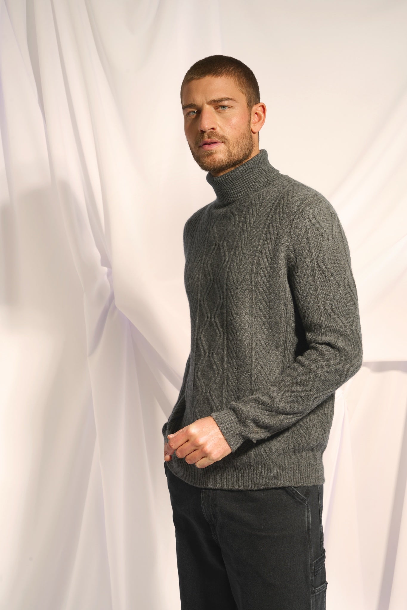 DORJE turtleneck sweater anthracite mottled