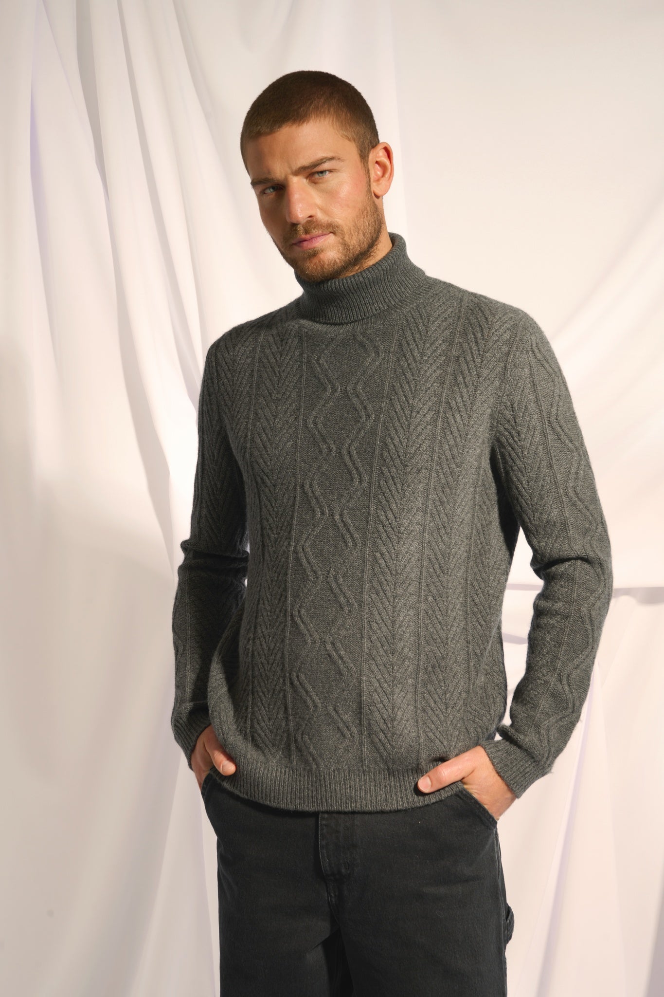 DORJE turtleneck sweater anthracite mottled