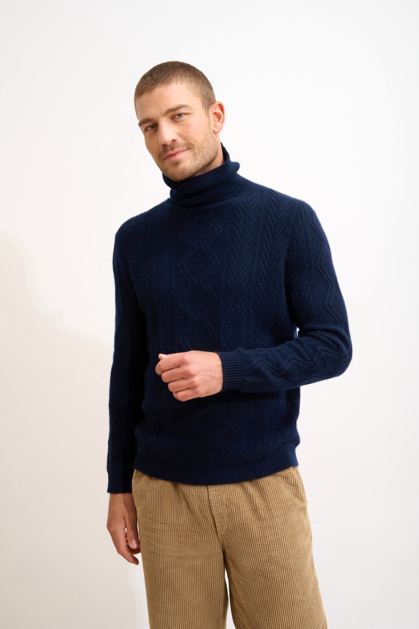 DORJE navy turtleneck sweater
