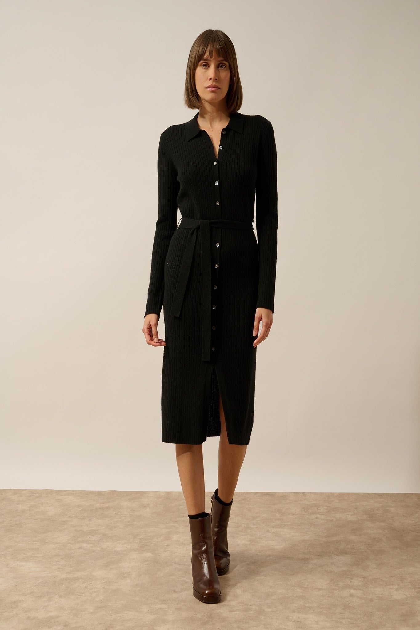 DORY robe col polo noir