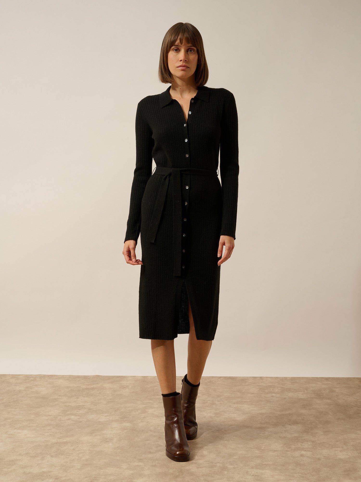 black polo neck dress
