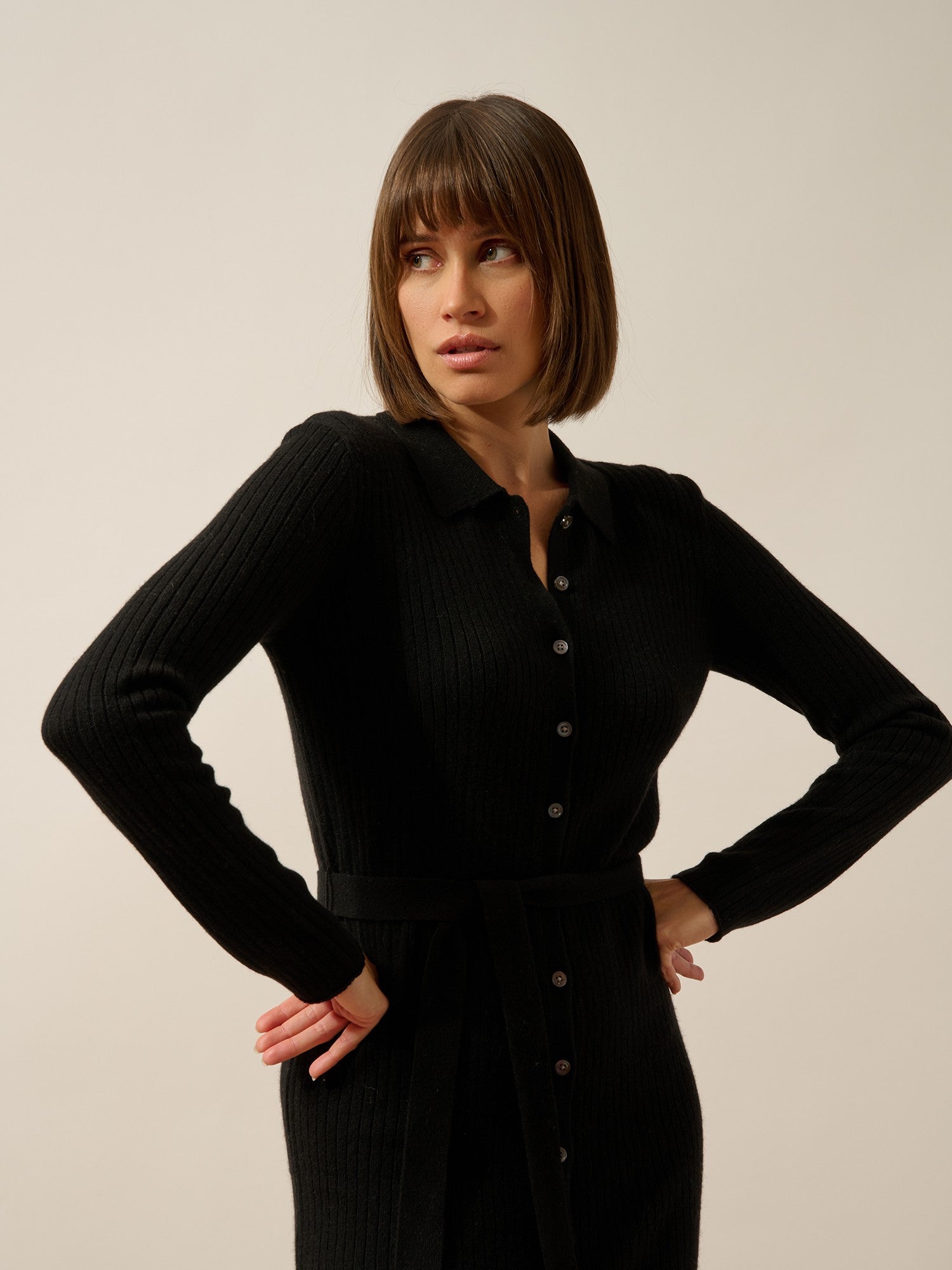 black polo neck dress