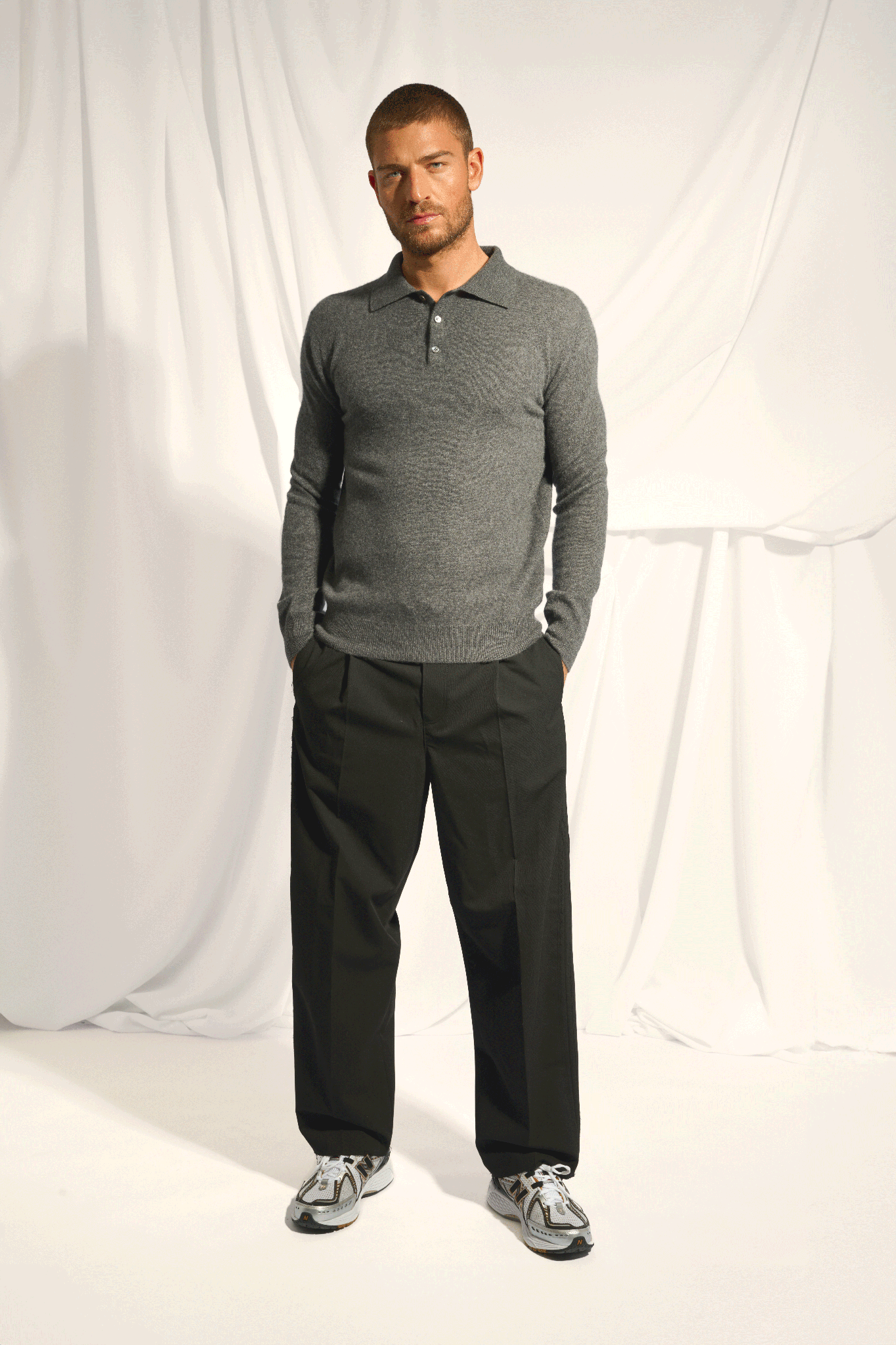DOUGLAS polo anthracite chiné