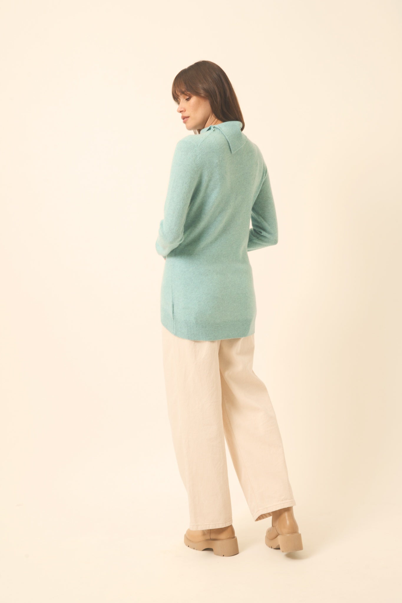 DUNDEE aqua mottled turtleneck sweater