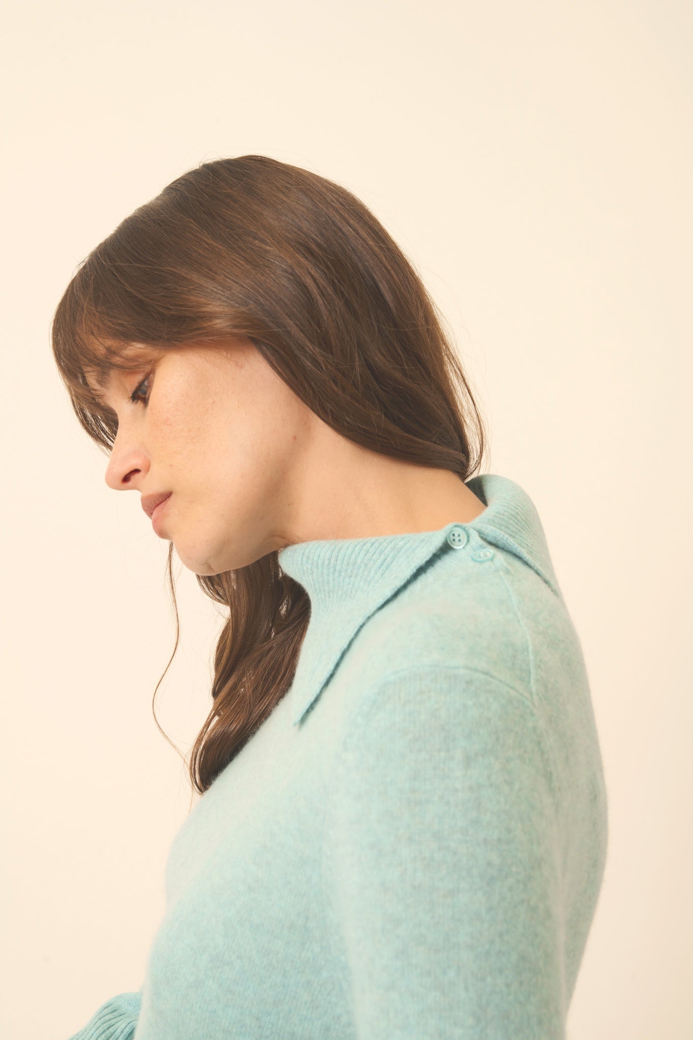 DUNDEE aqua mottled turtleneck sweater