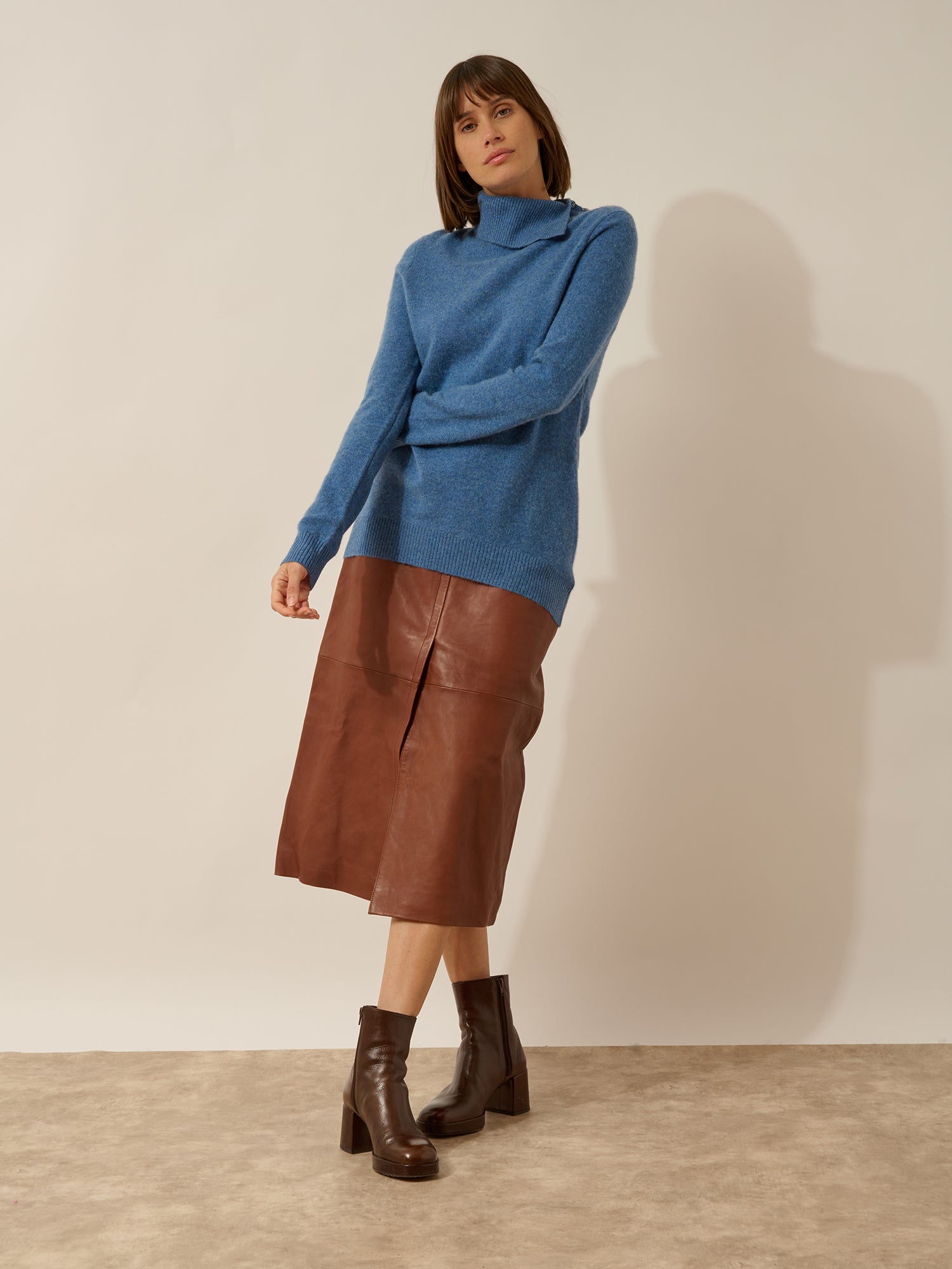 DUNDEE denim blue turtleneck sweater