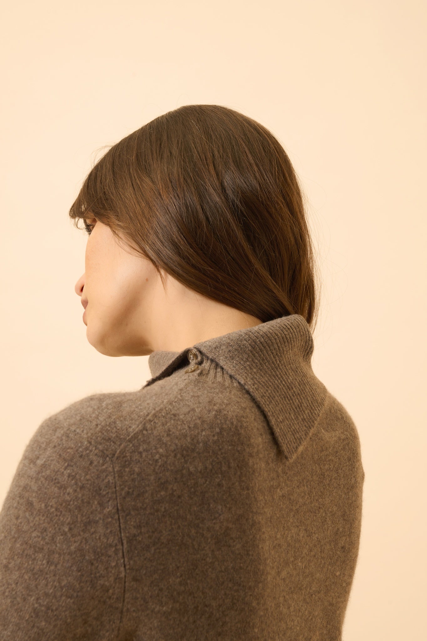 DUNDEE pull col roulé taupe chiné