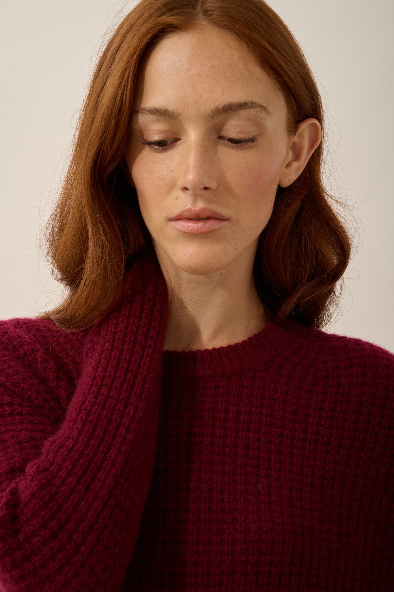 elena robe col rond 6 fils bordeaux