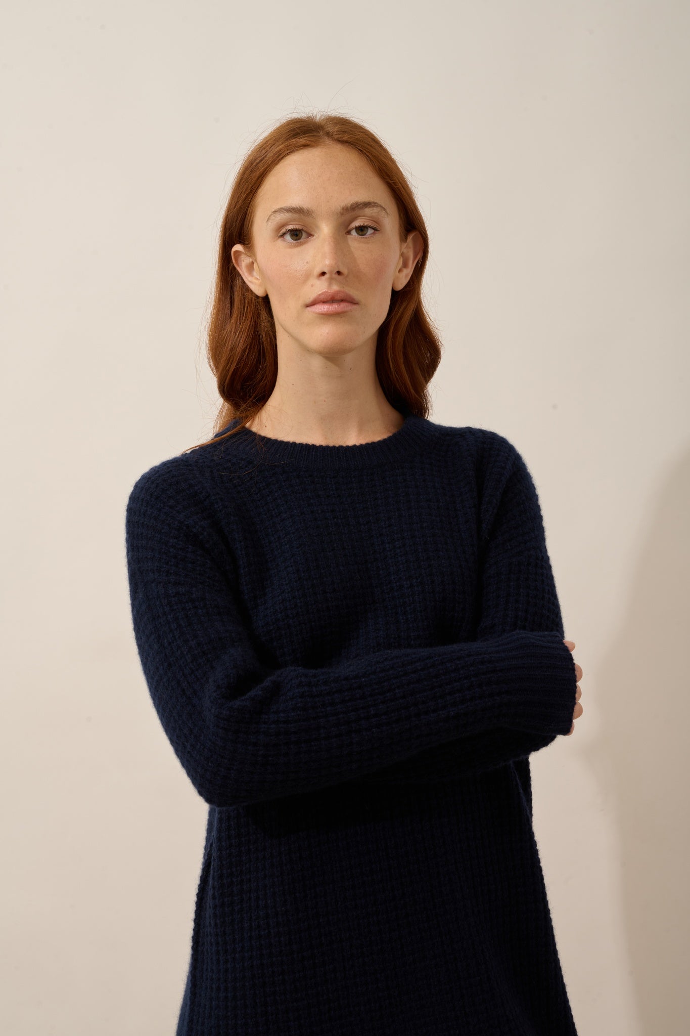 ELENA robe col rond 6 fils navy