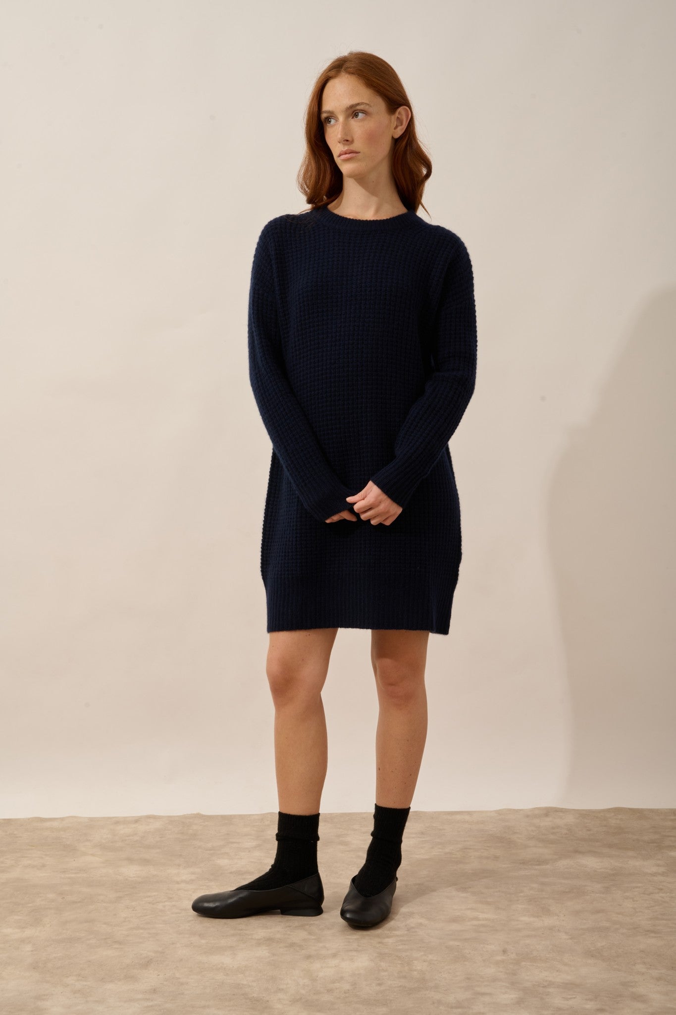 elena robe col rond 6 fils navy