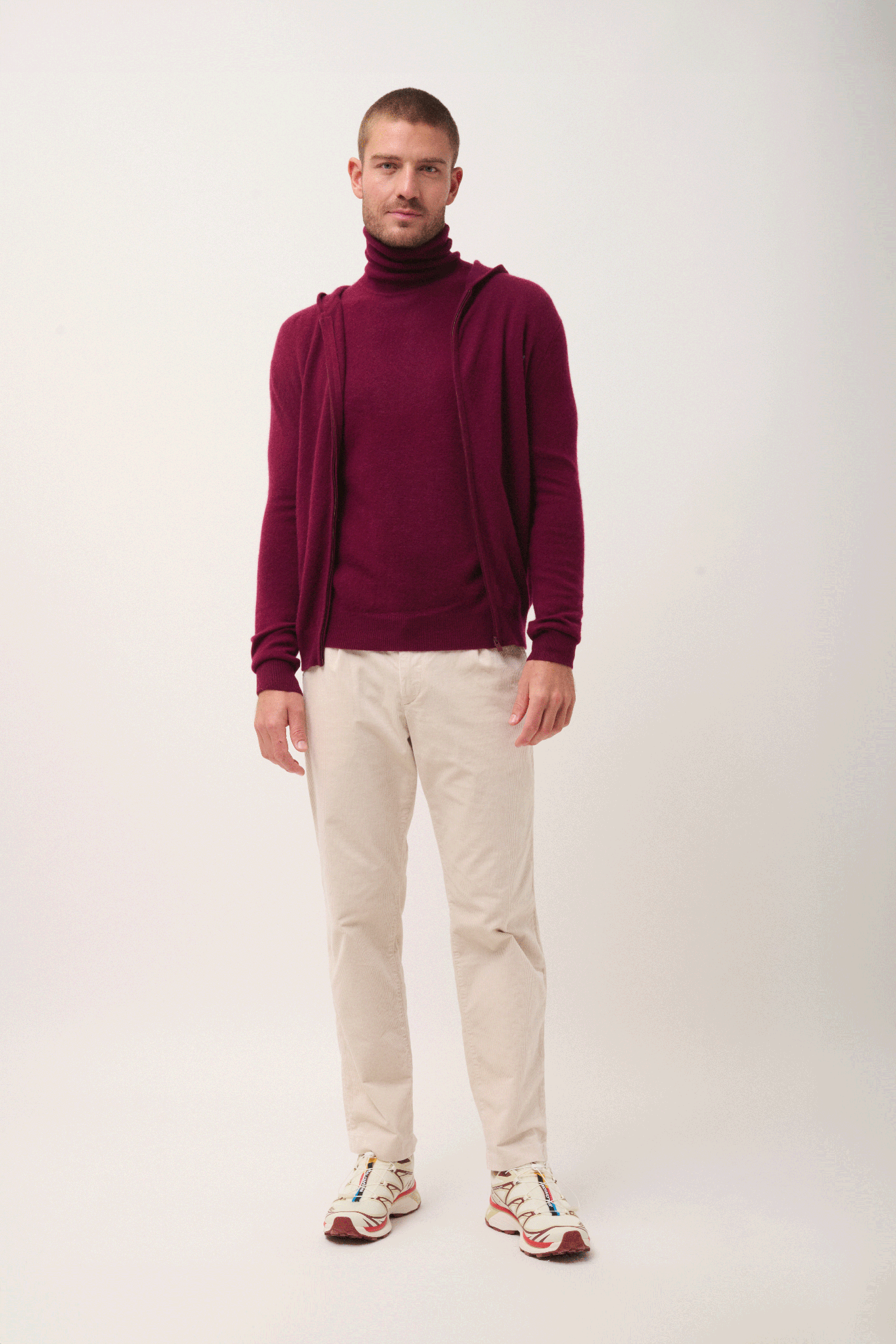 ELLIOT gilet col zippé capuche bordeaux