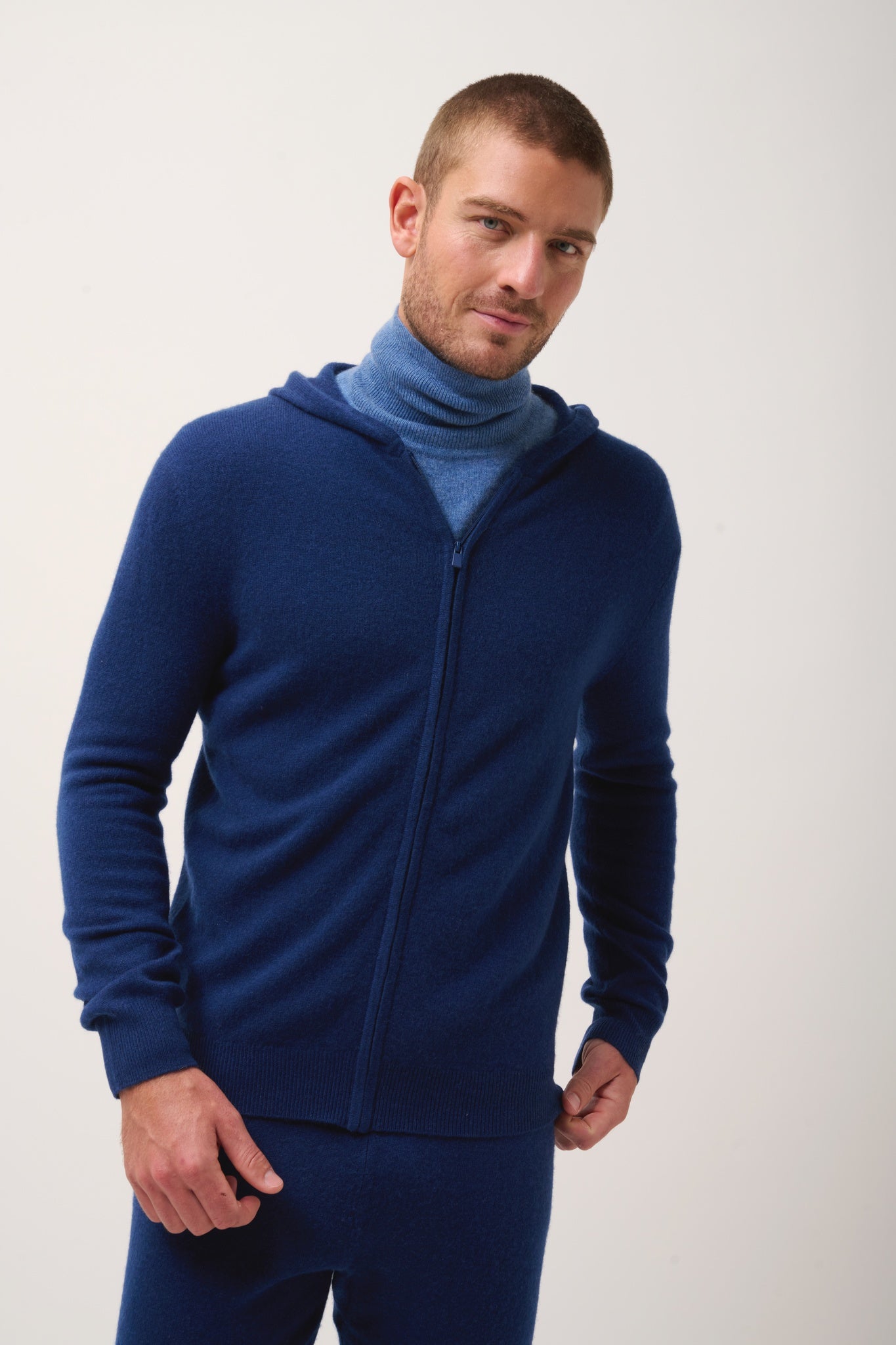 ELLIOT hooded zip-neck cardigan midnight