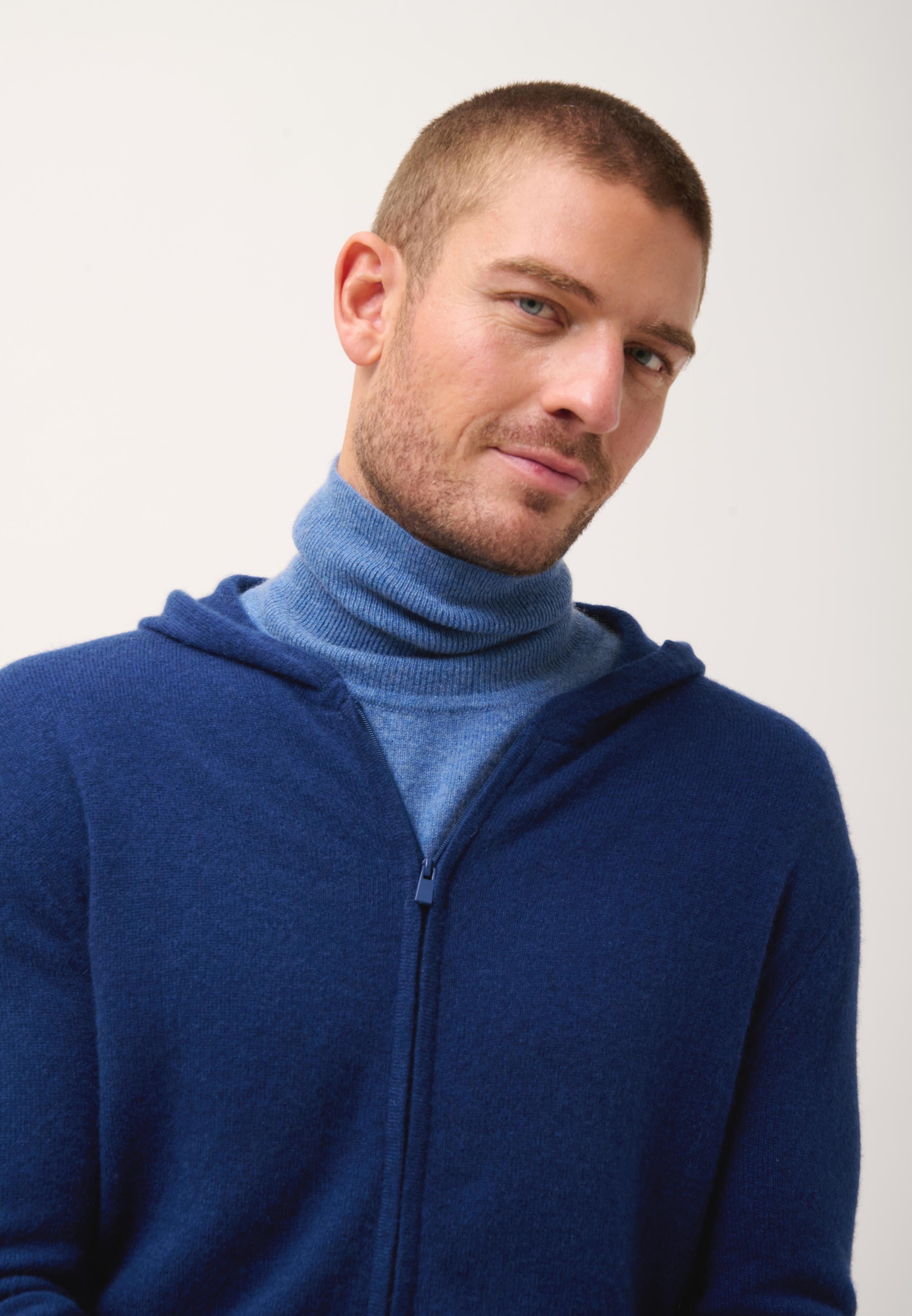 ELLIOT hooded zip-neck cardigan midnight