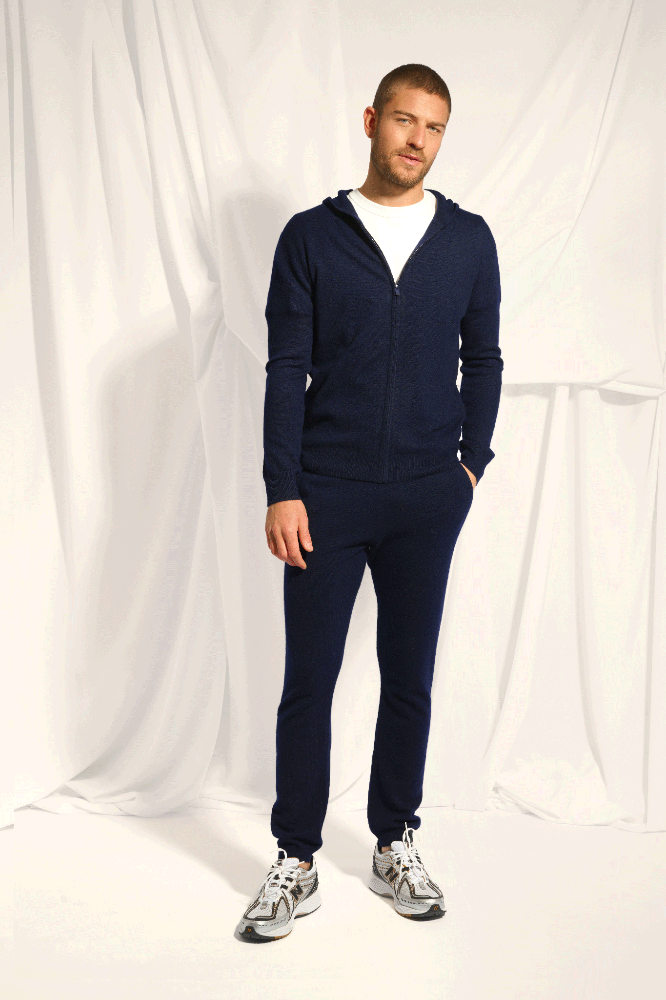 ELLIOT gilet col zippé capuche navy