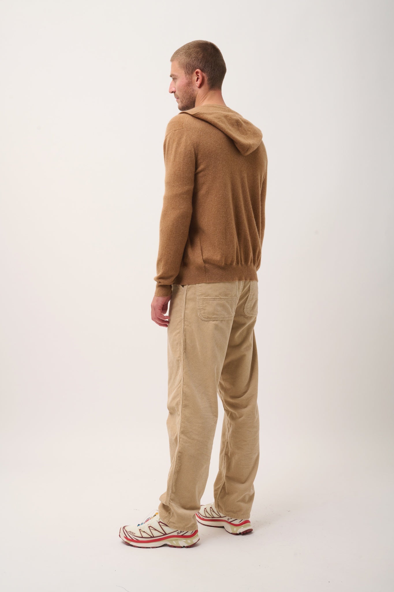 ELLIOT gilet col zippé capuche noisette