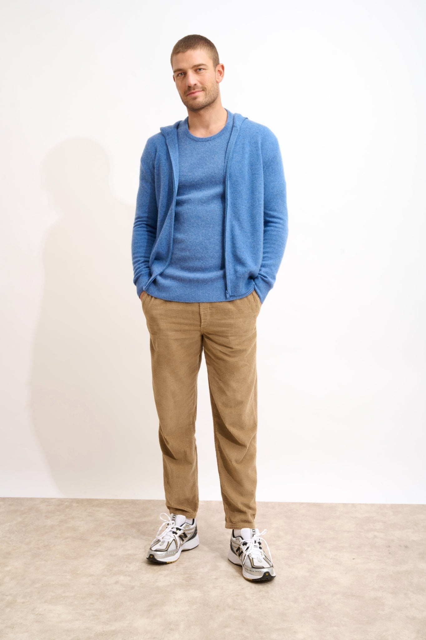 ELLIOT gilet zippé capuche bleu denim