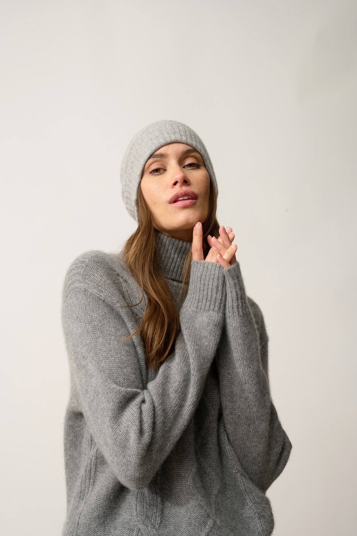 ember bonnet 4 fils nuage chiné 100% cachemire