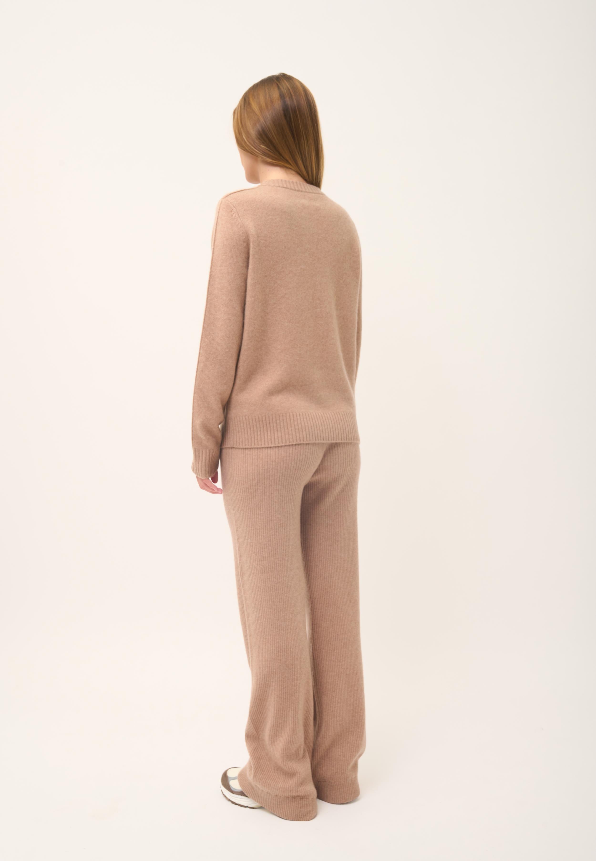 EMMA round-neck sweater camel mottled