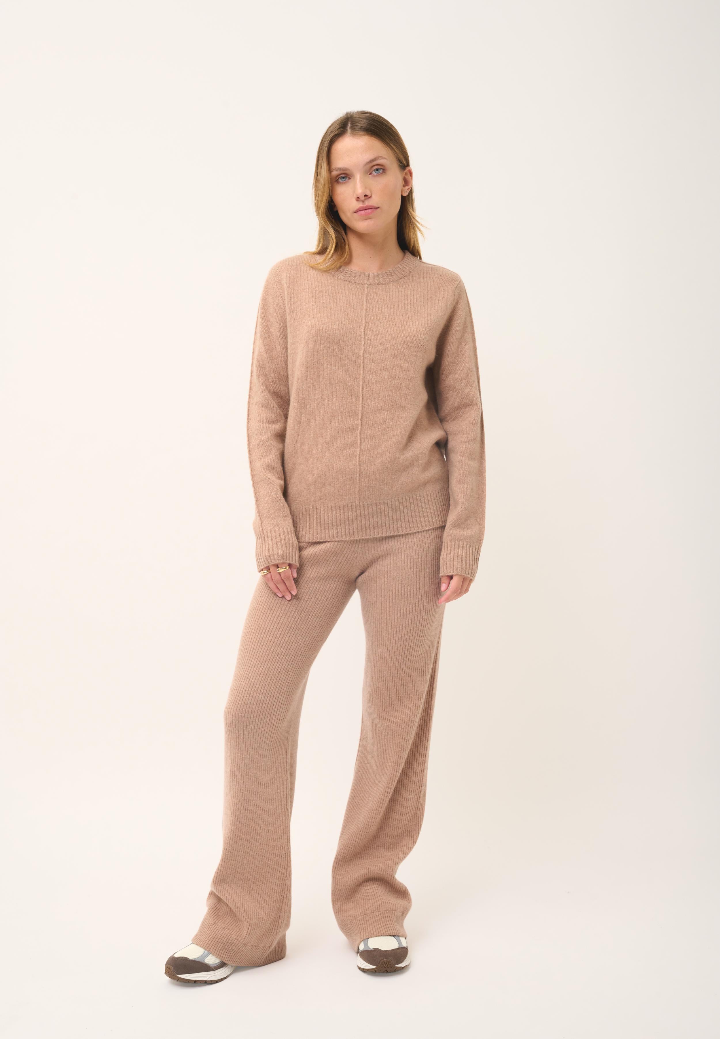EMMA round-neck sweater camel mottled