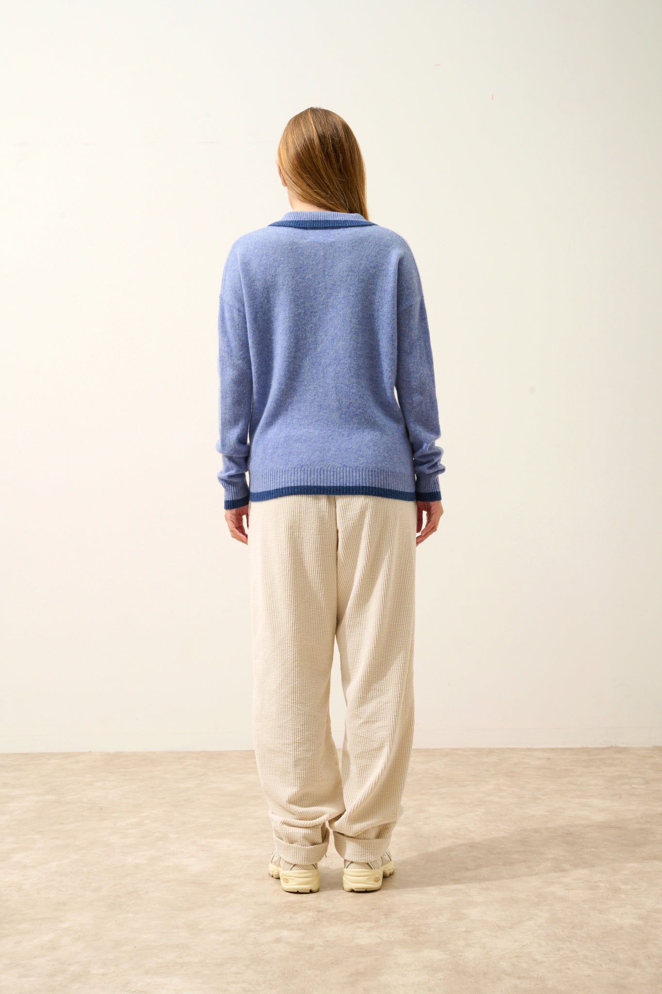 ÉOLIANE polo col v croisé bi-color sky chiné/ocean chiné