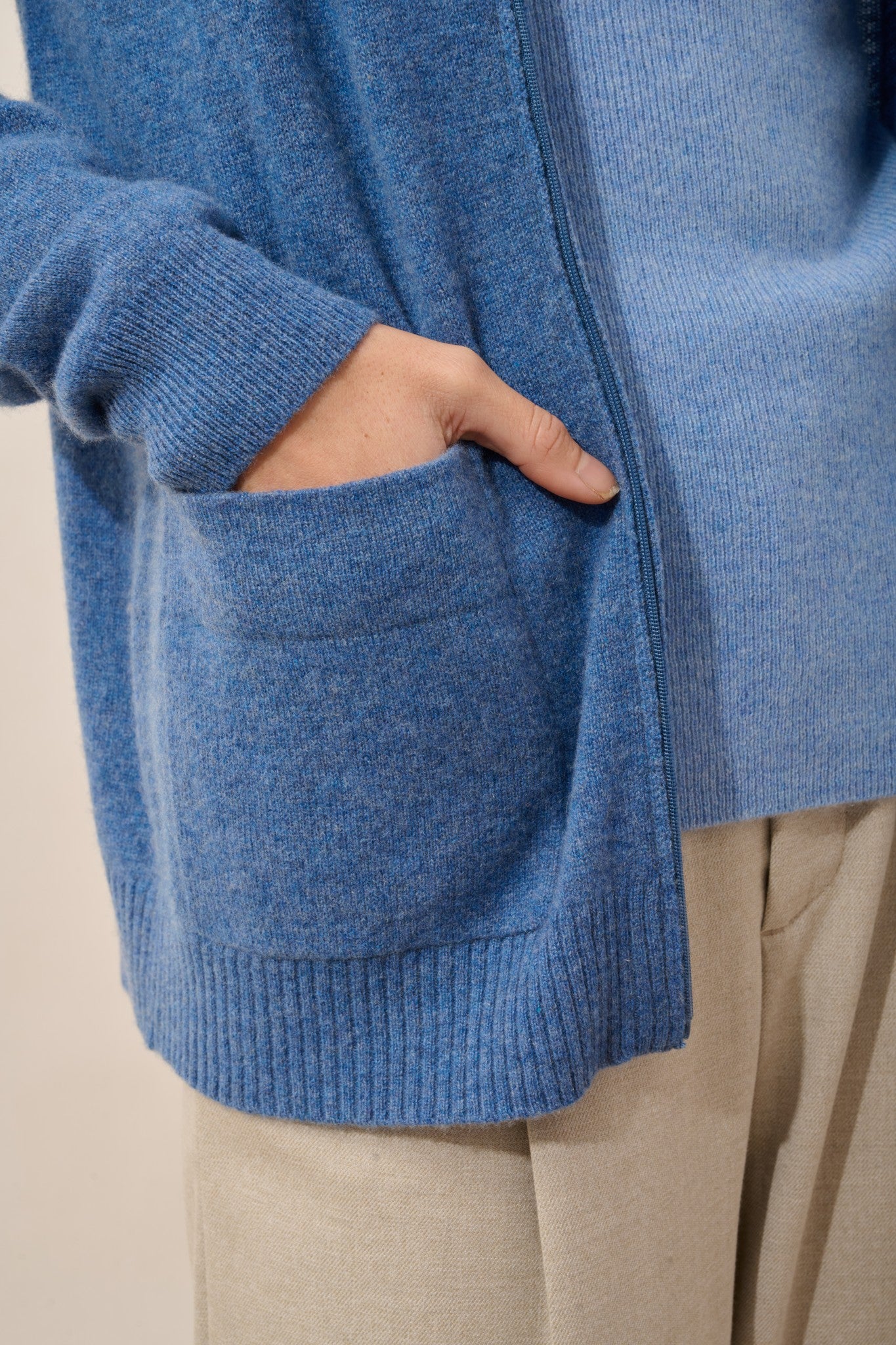 ervie gilet col mao bleu denim