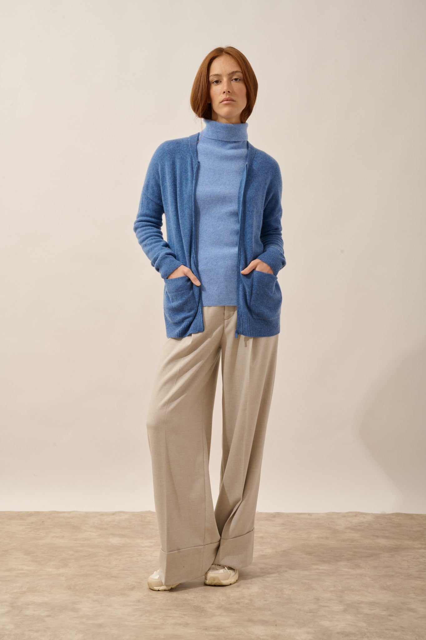 ervie gilet col mao bleu denim