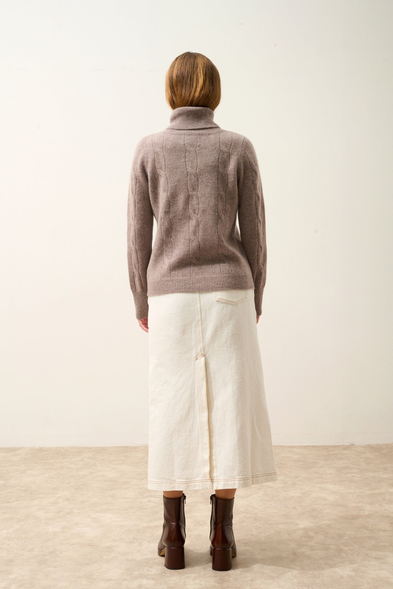 ESTELLE pull col roulé caribou chiné