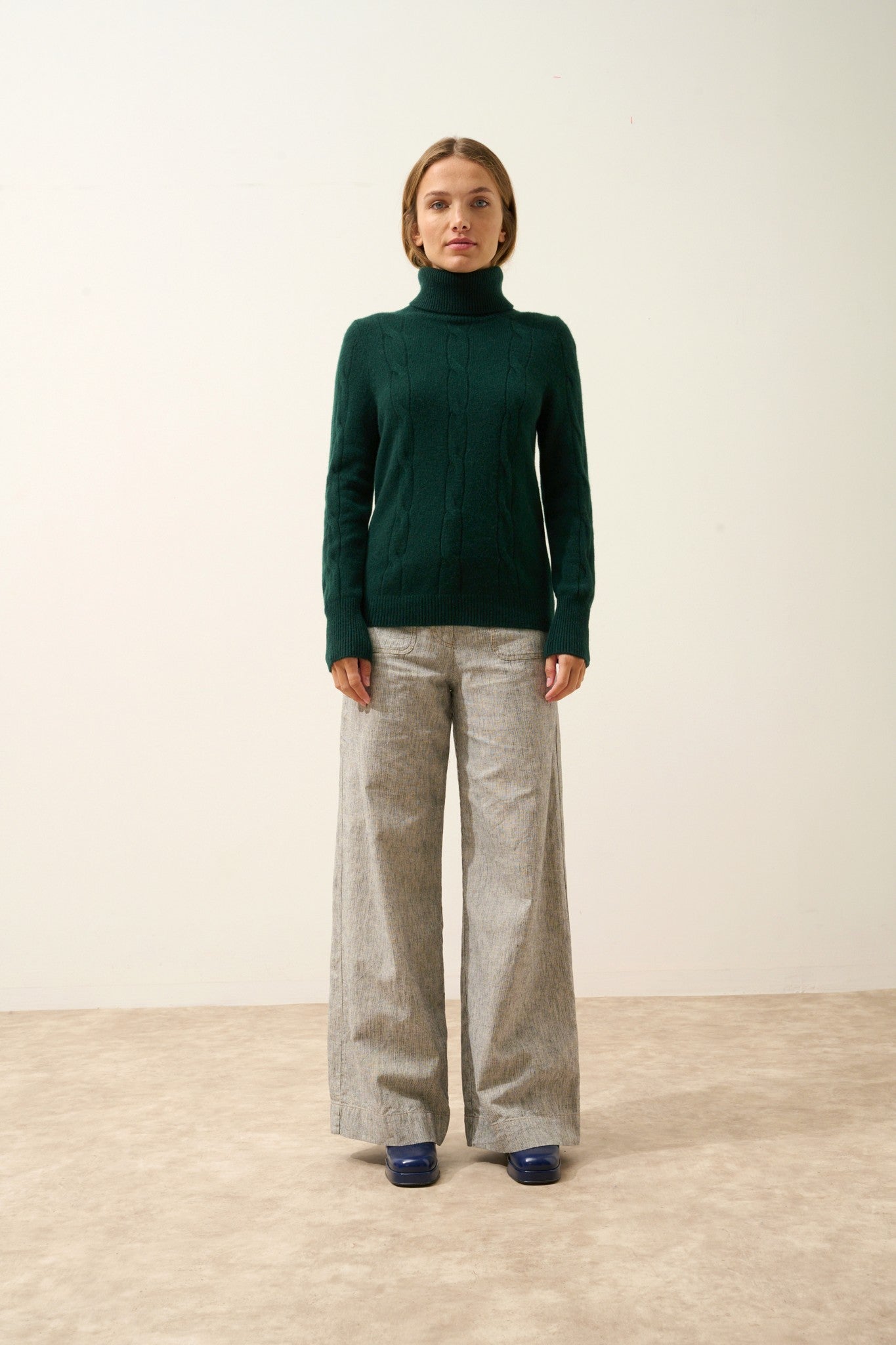 estelle pull col roulé cyprès 100% cachemire