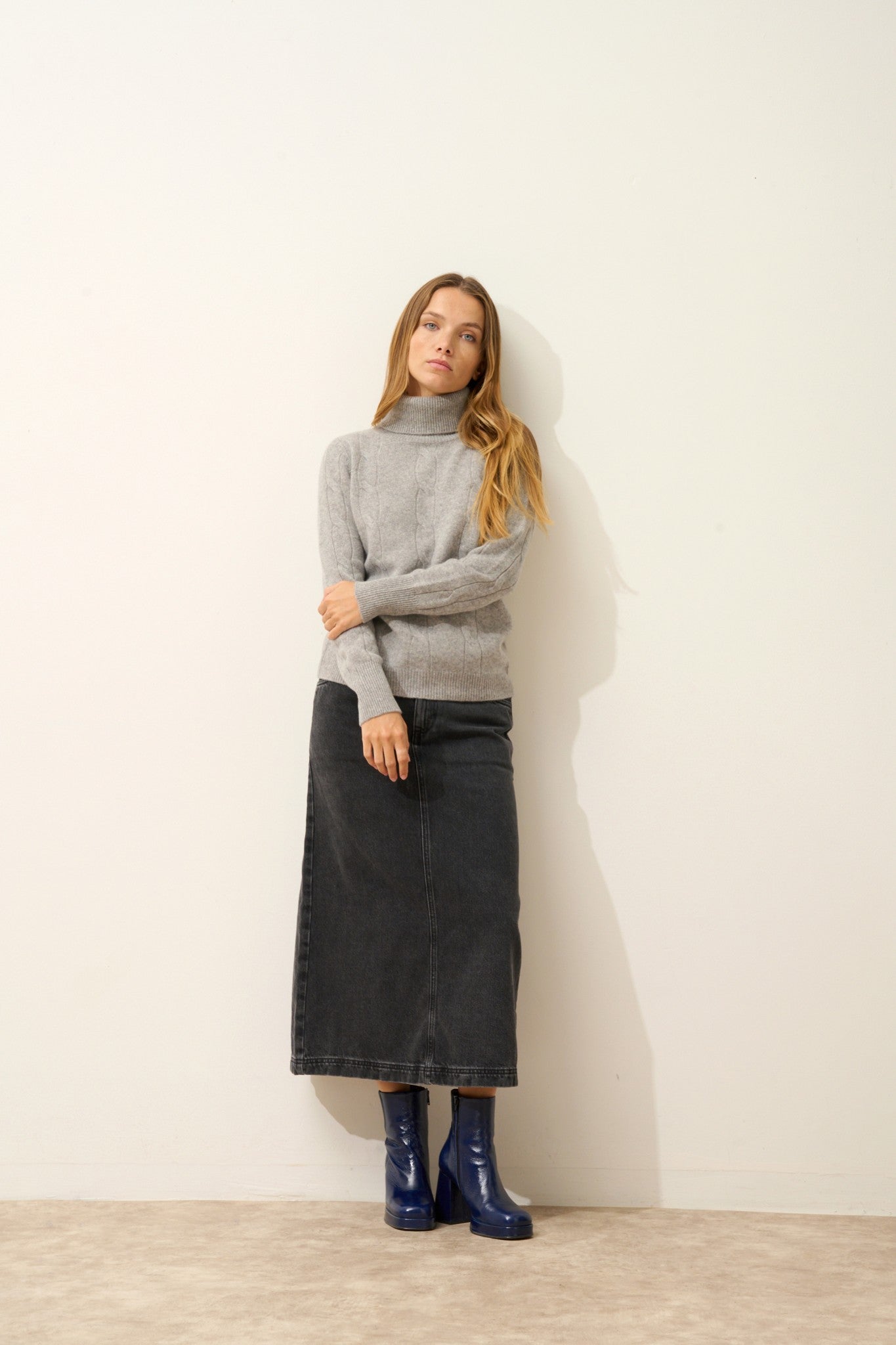 estelle pull col roulé nuage chiné 100% cachemire