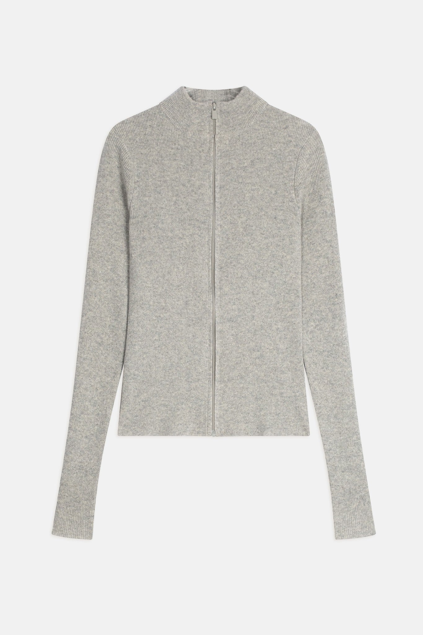 faelis gilet zippé col montant gris chiné