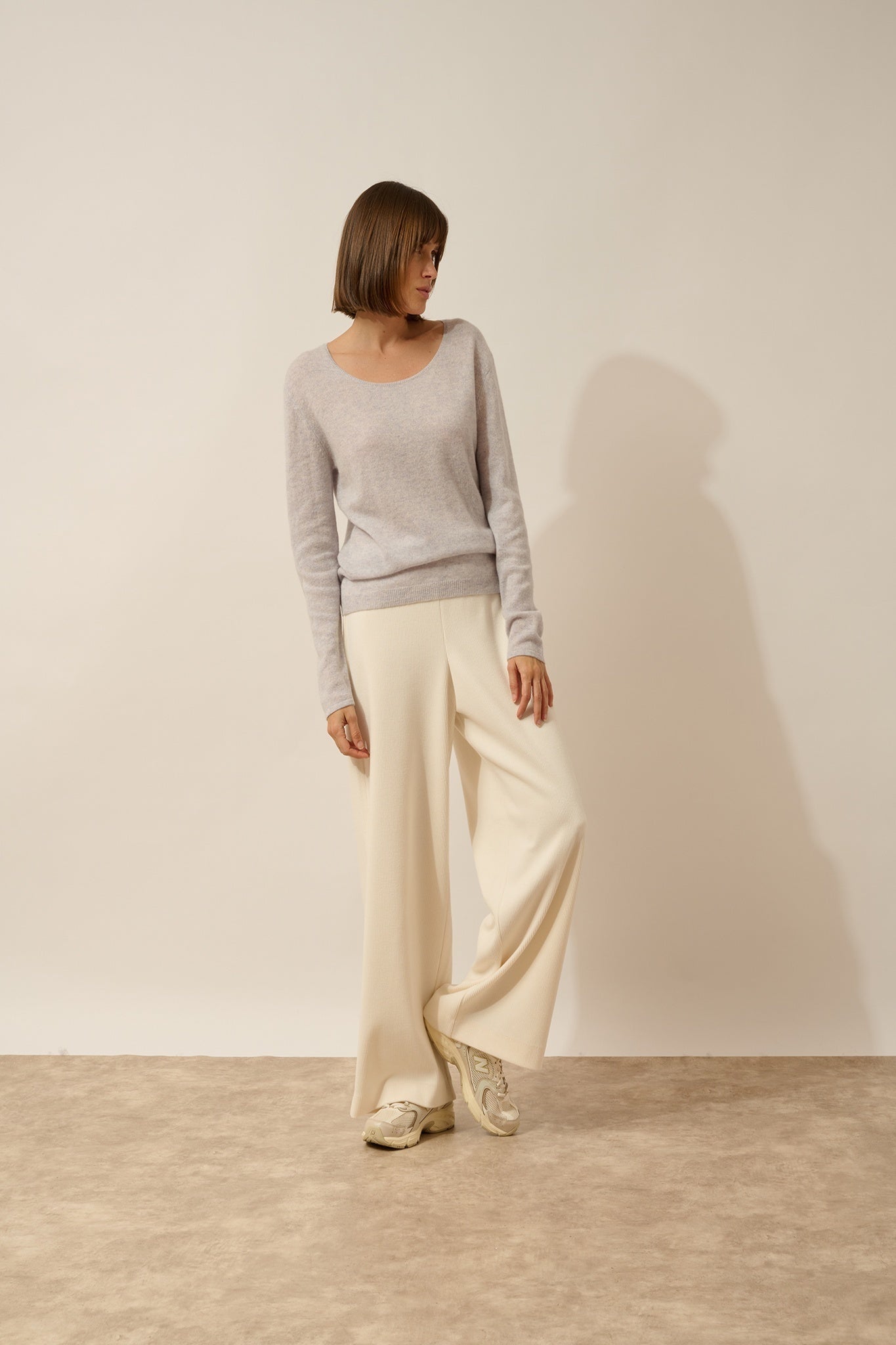 FIONA blue heathered boat neck sweater