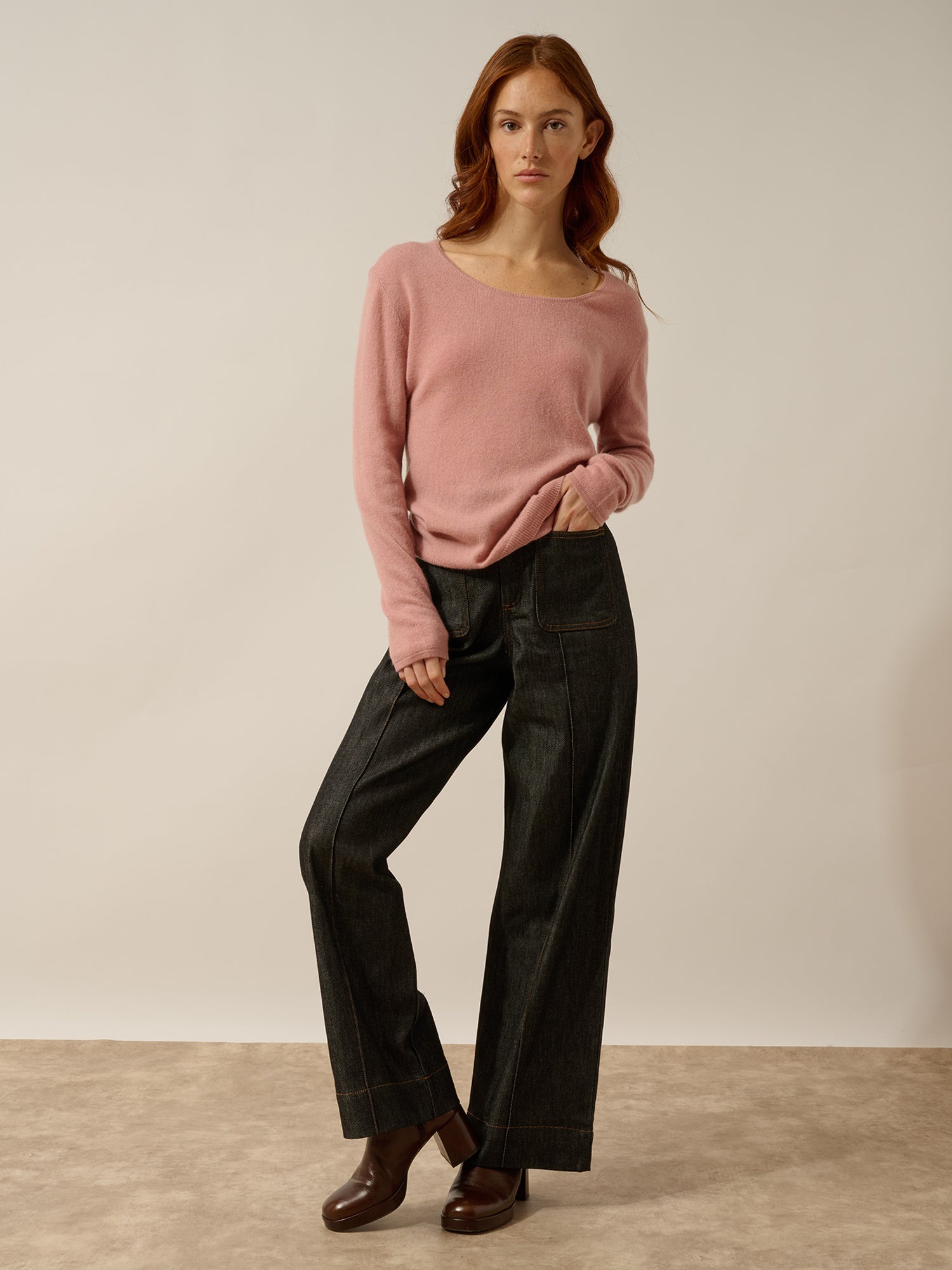 FIONA pull col bateau bois de rose