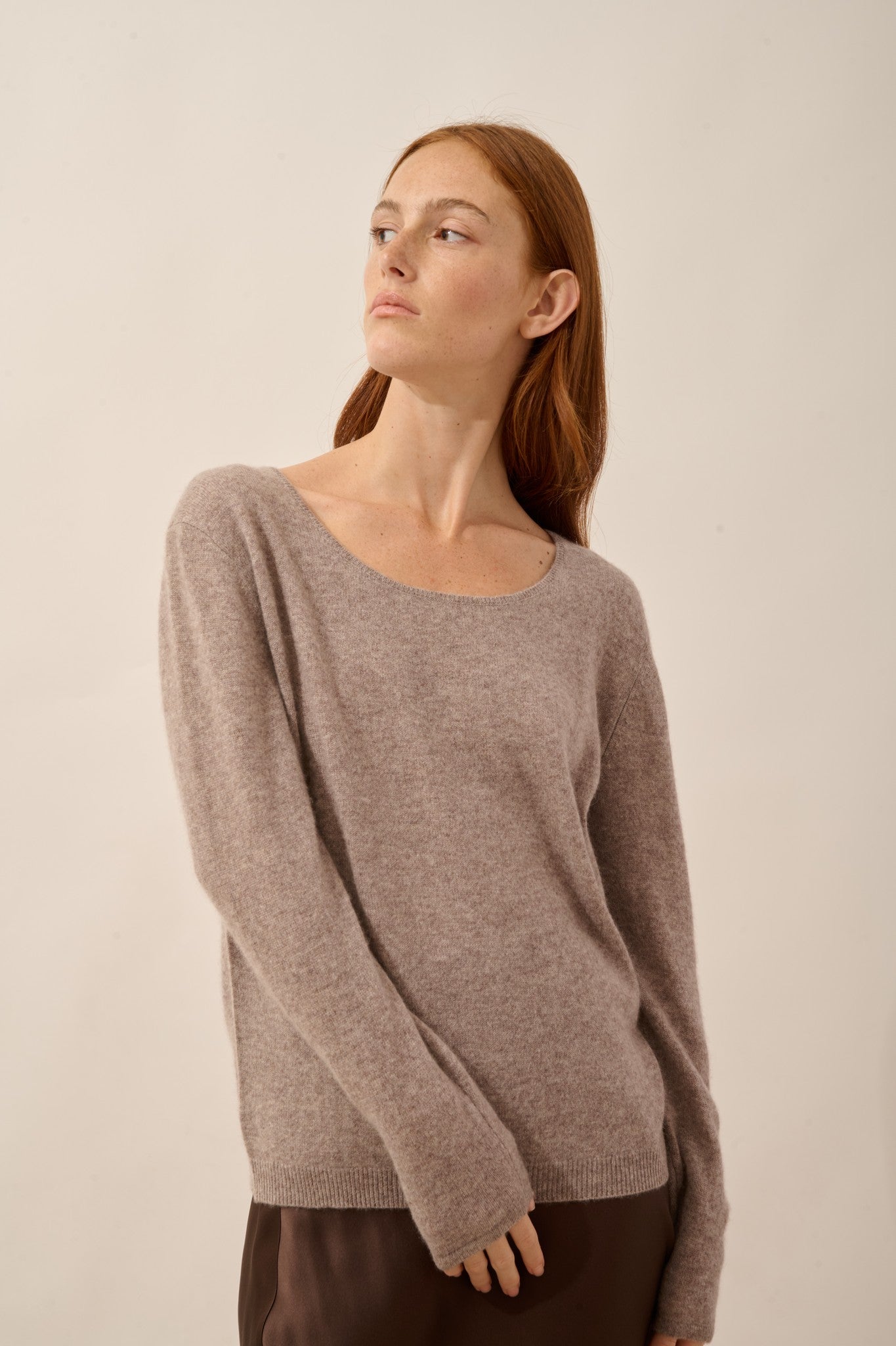 fiona pull col bateau caribou chiné 100% cachemire