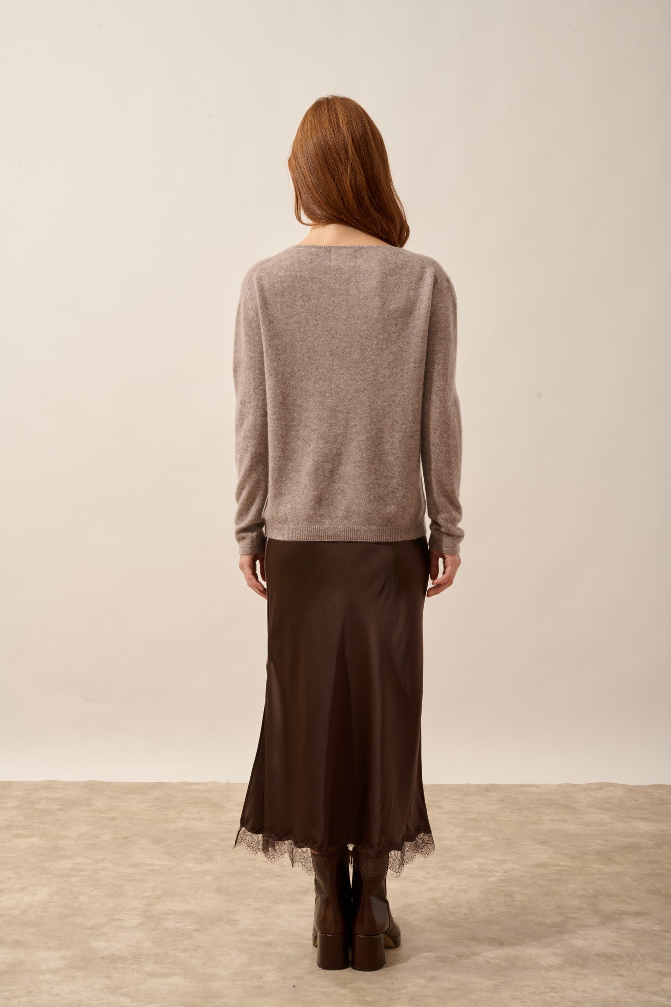 fiona pull col bateau caribou chiné 100% cachemire