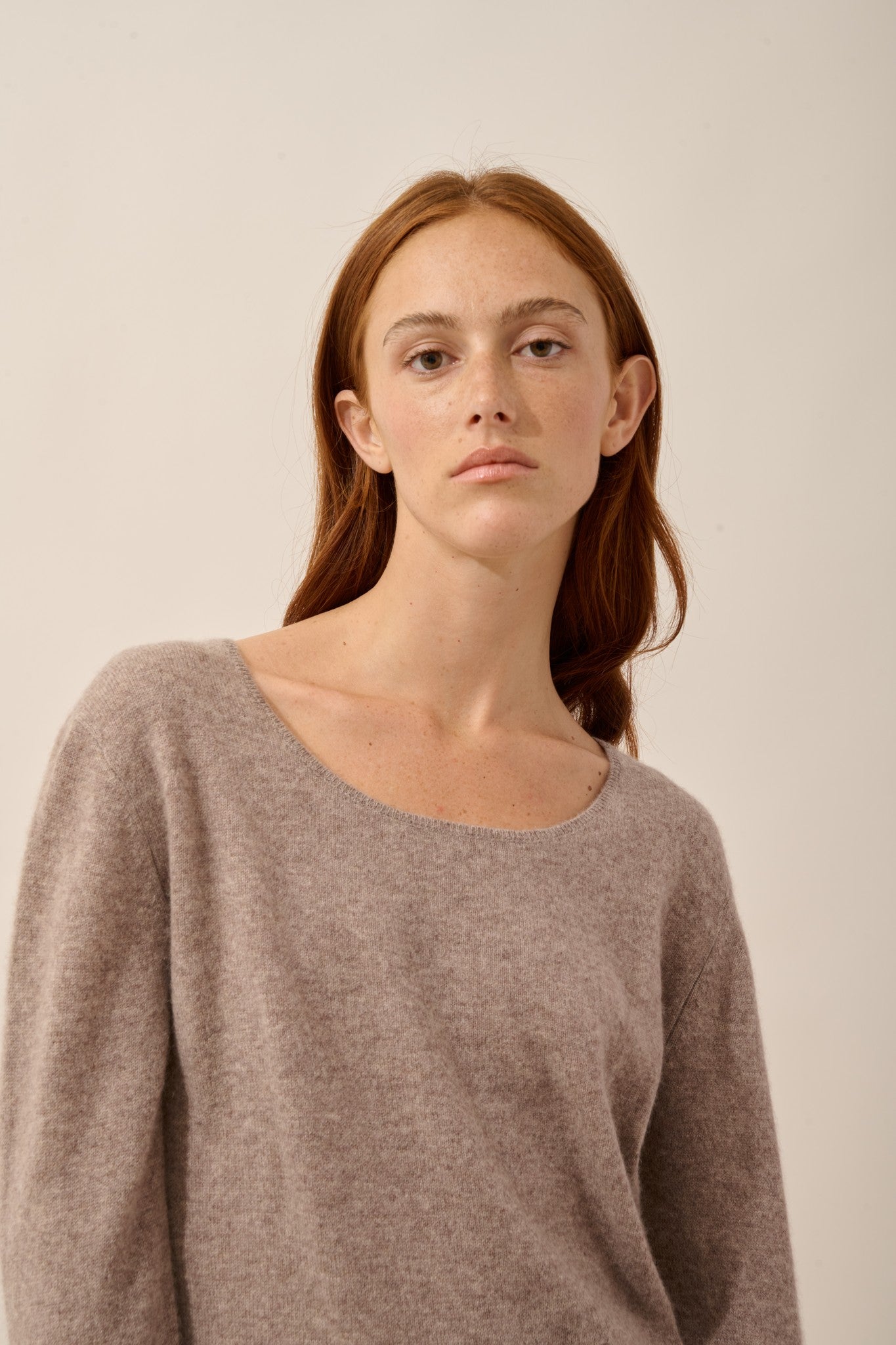 fiona pull col bateau caribou chiné 100% cachemire