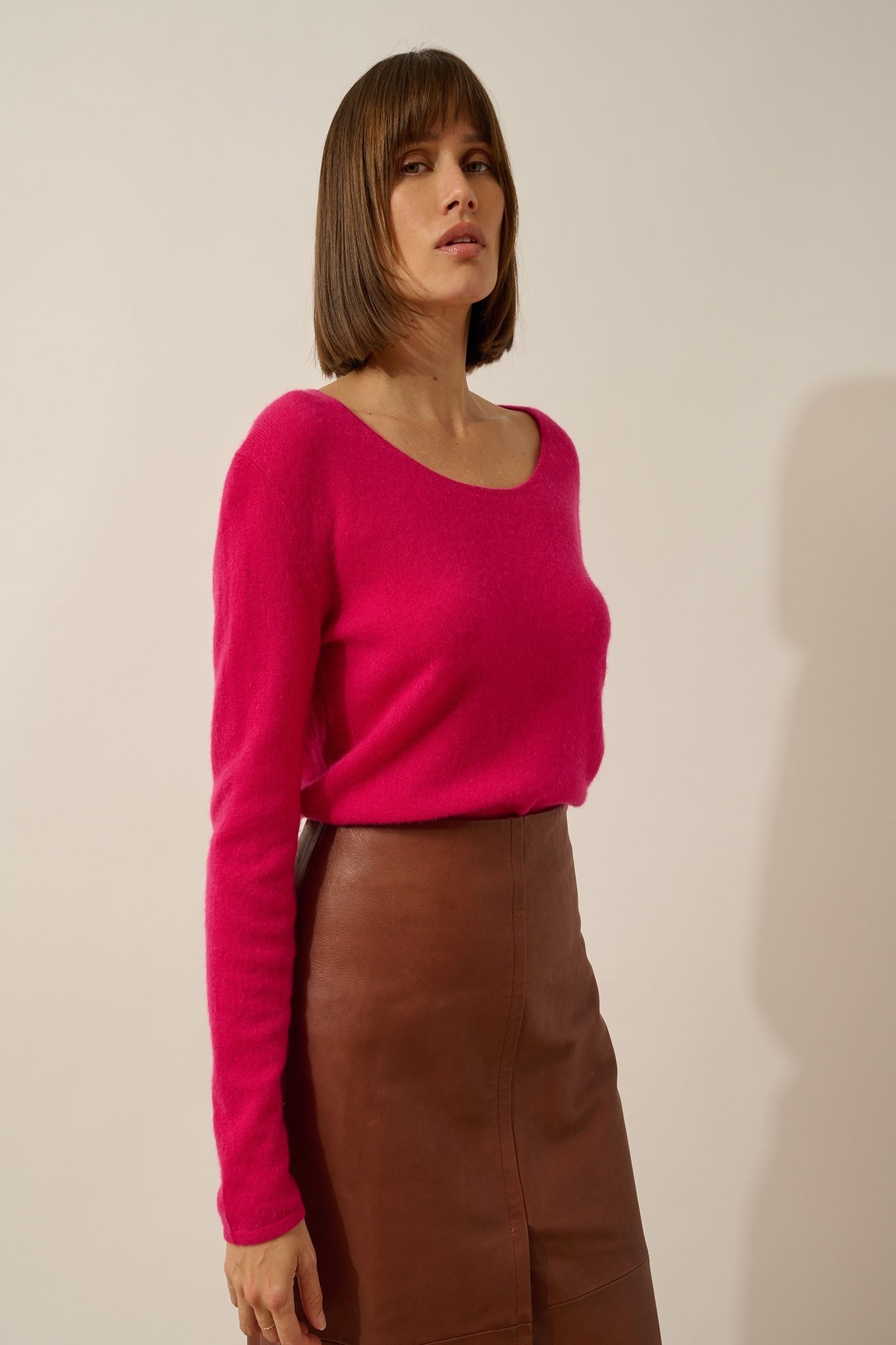 FIONA pull col bateau fuchsia