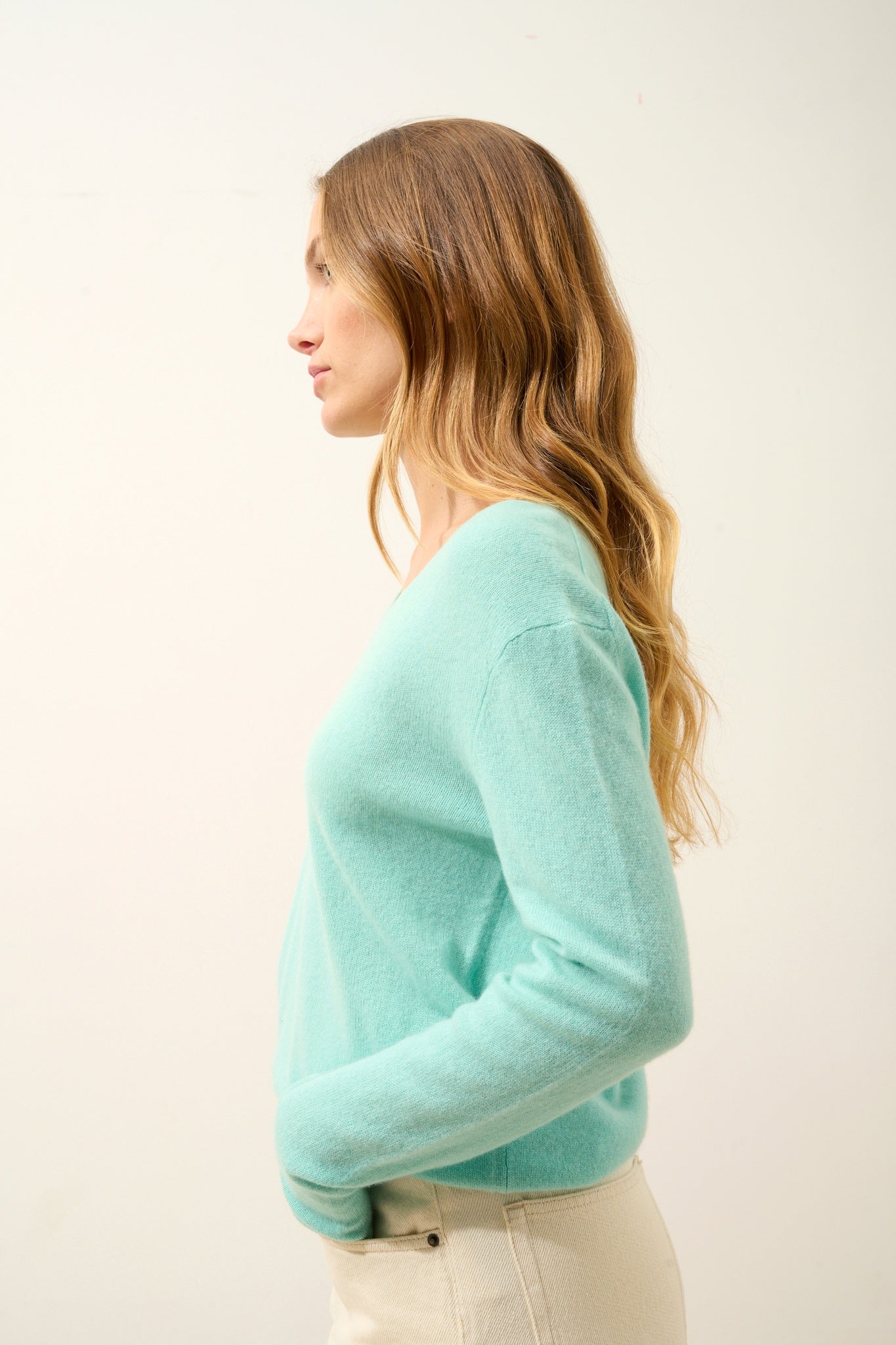 FIONA pull col bateau jade