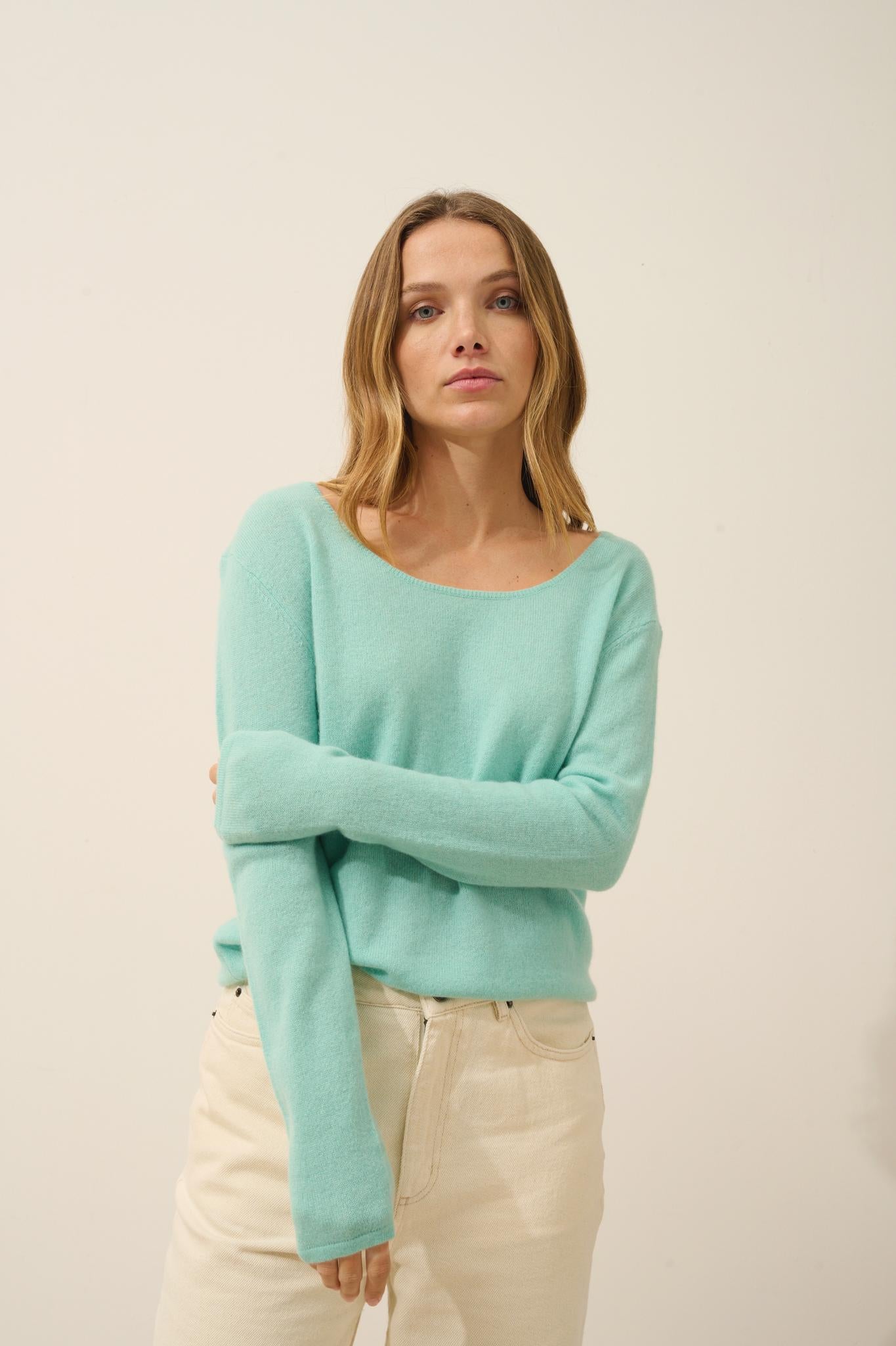 FIONA pull col bateau jade
