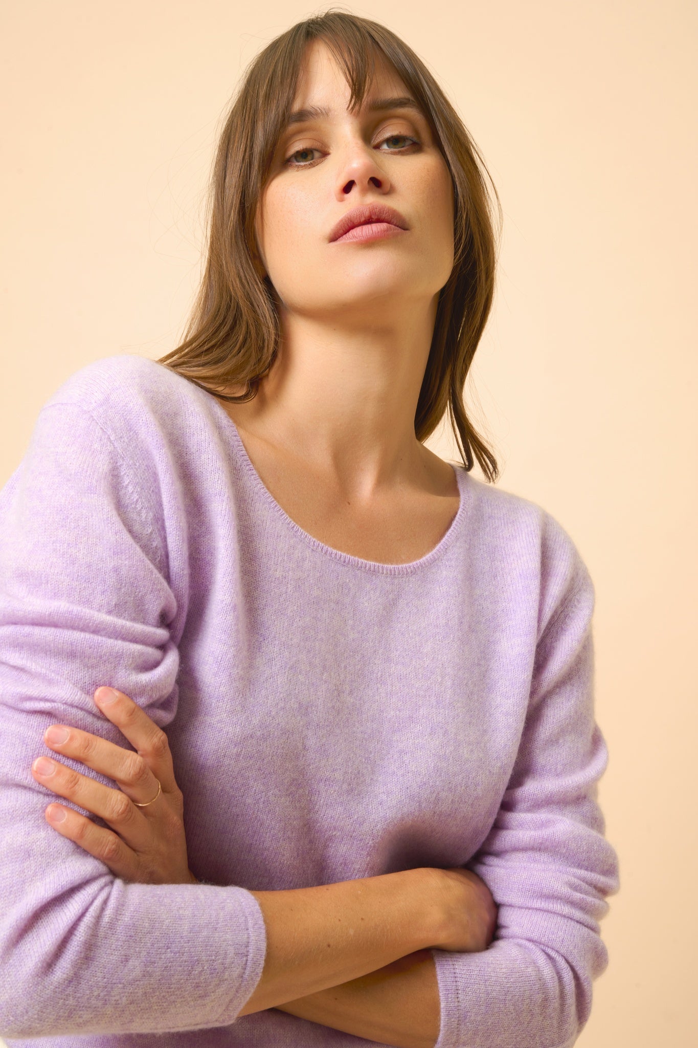 FIONA pull col bateau mauve chiné