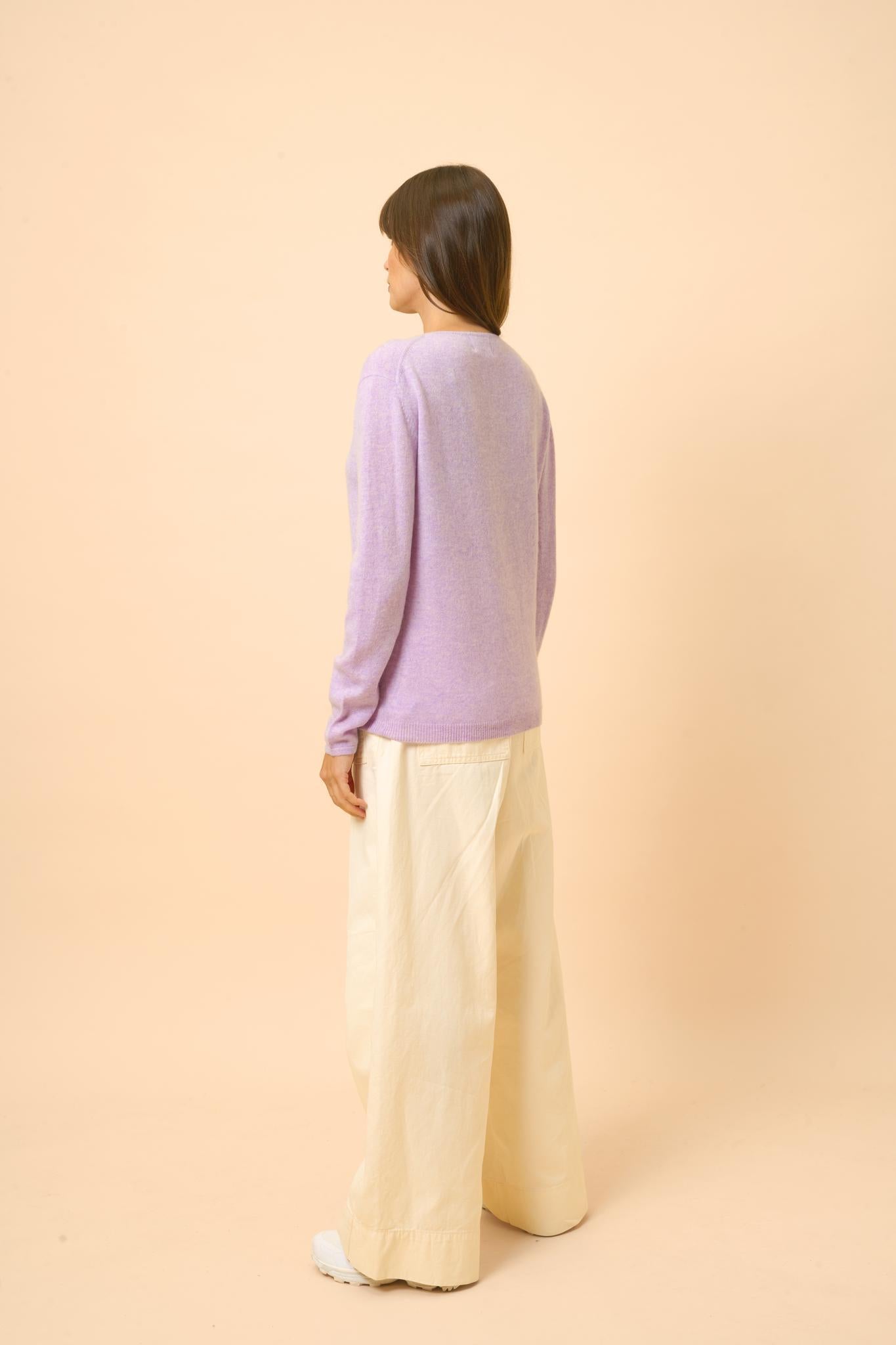 FIONA pull col bateau mauve chiné