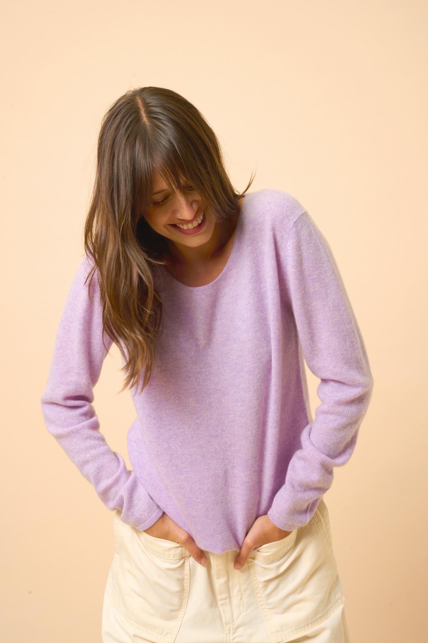 FIONA pull col bateau mauve chiné