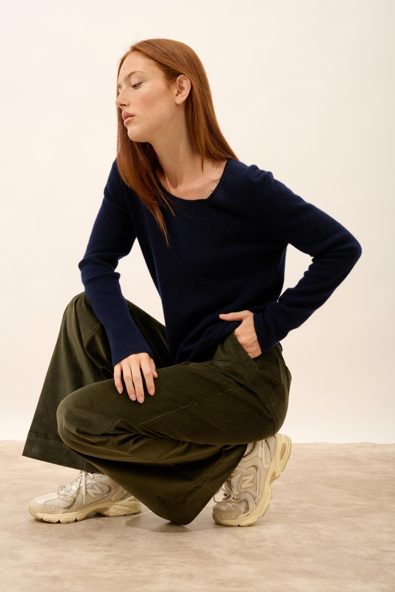 FIONA navy boat-neck sweater