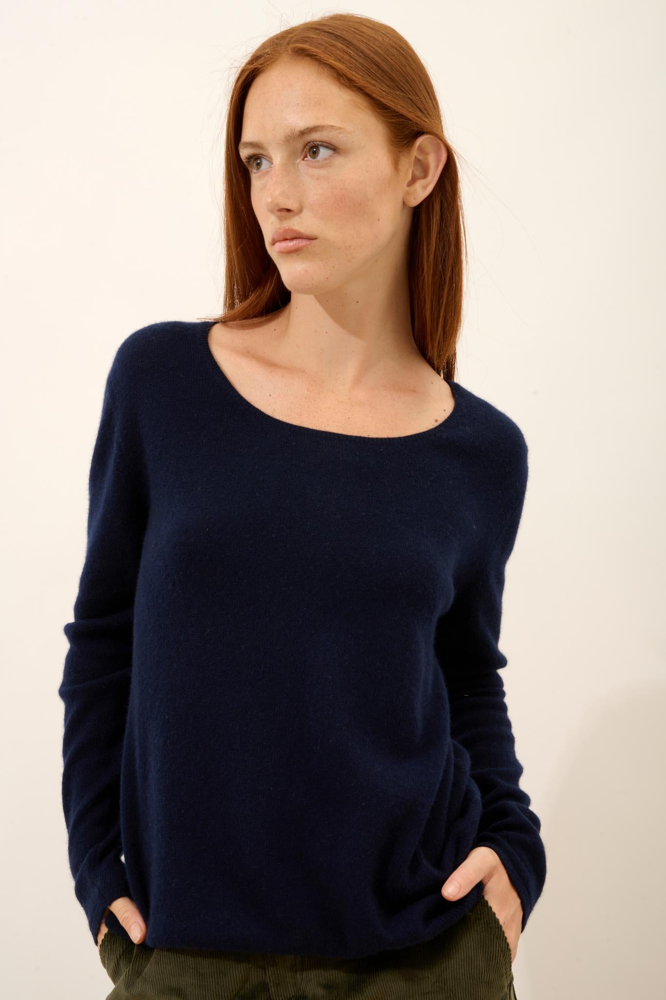 FIONA pull col bateau navy