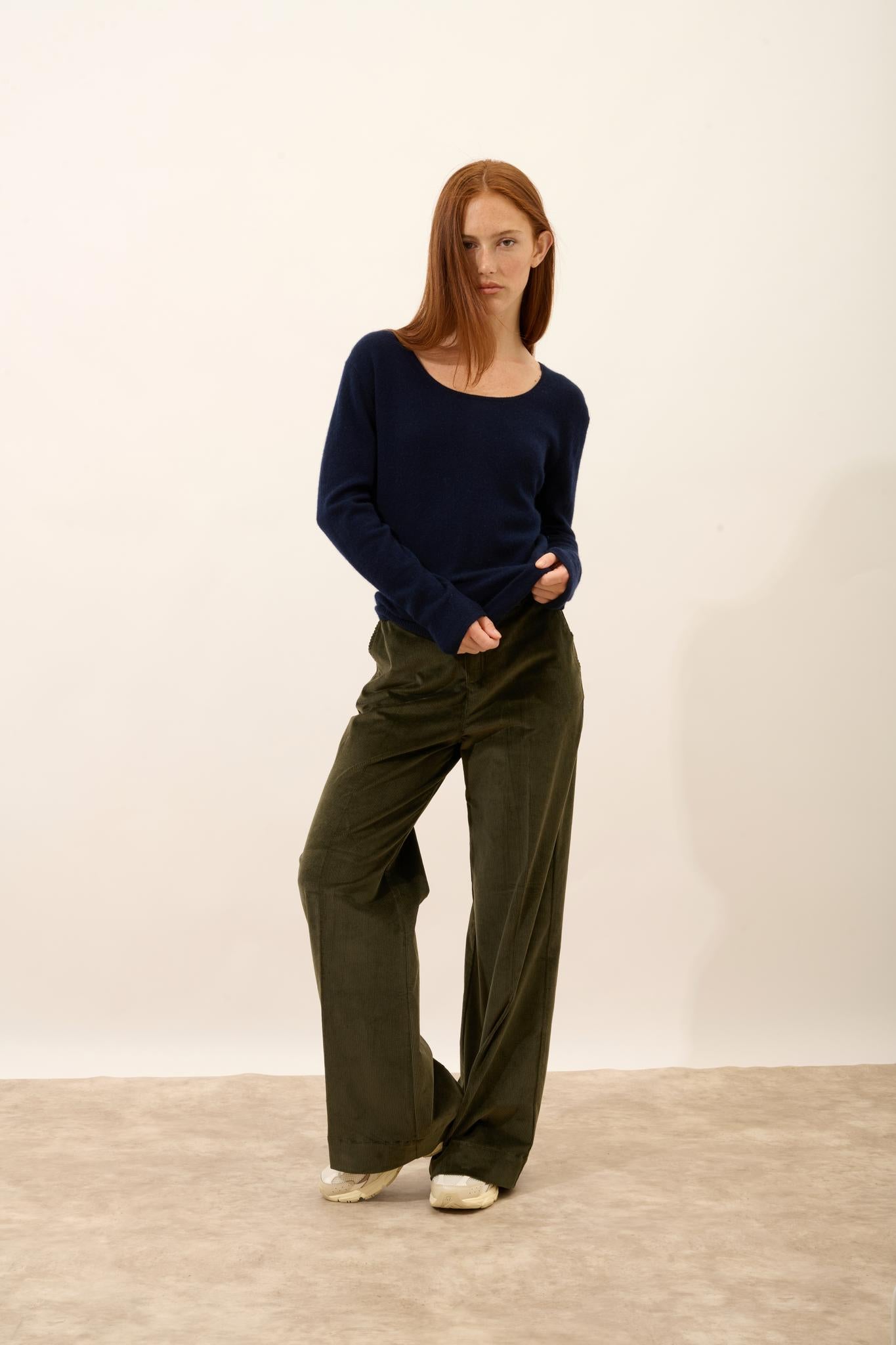 FIONA navy boat-neck sweater