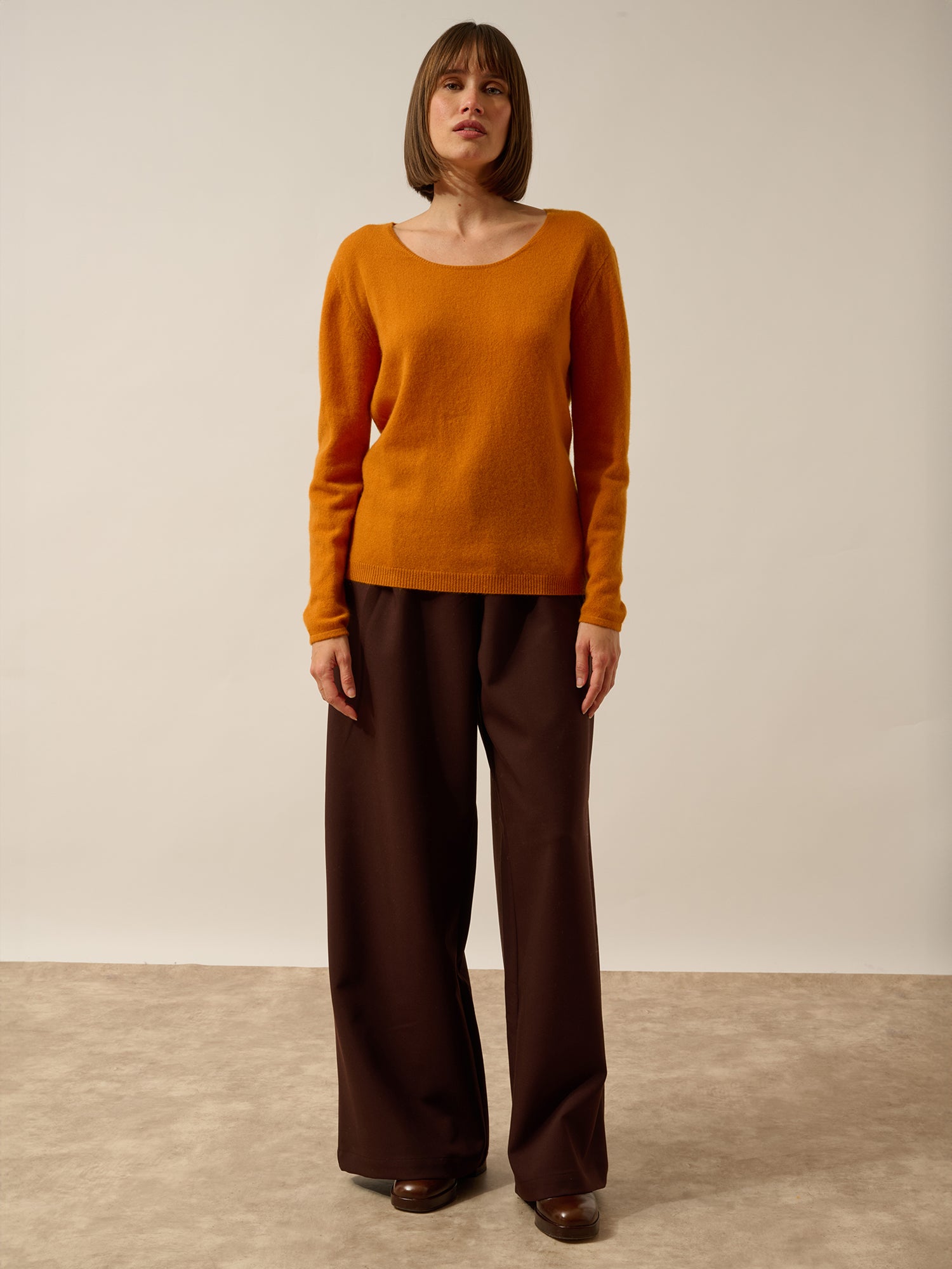 FIONA boat neck sweater in ochre
