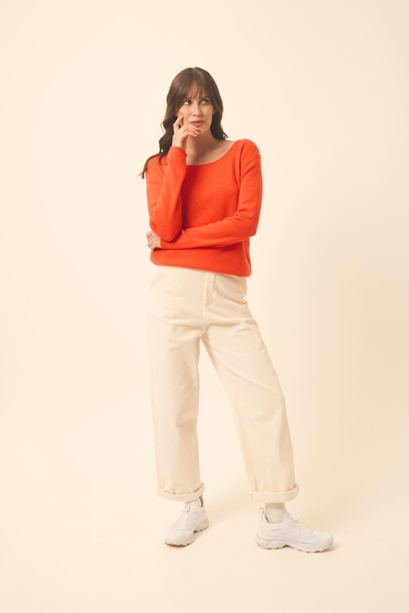 FIONA pull col bateau orange