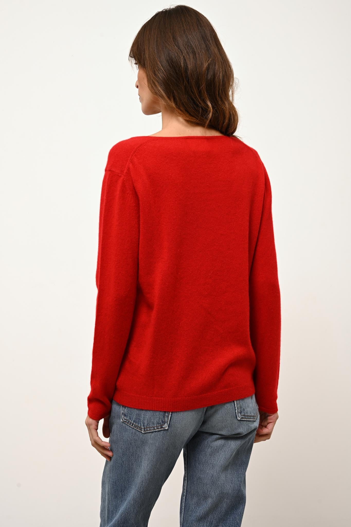 FIONA red boat-neck sweater