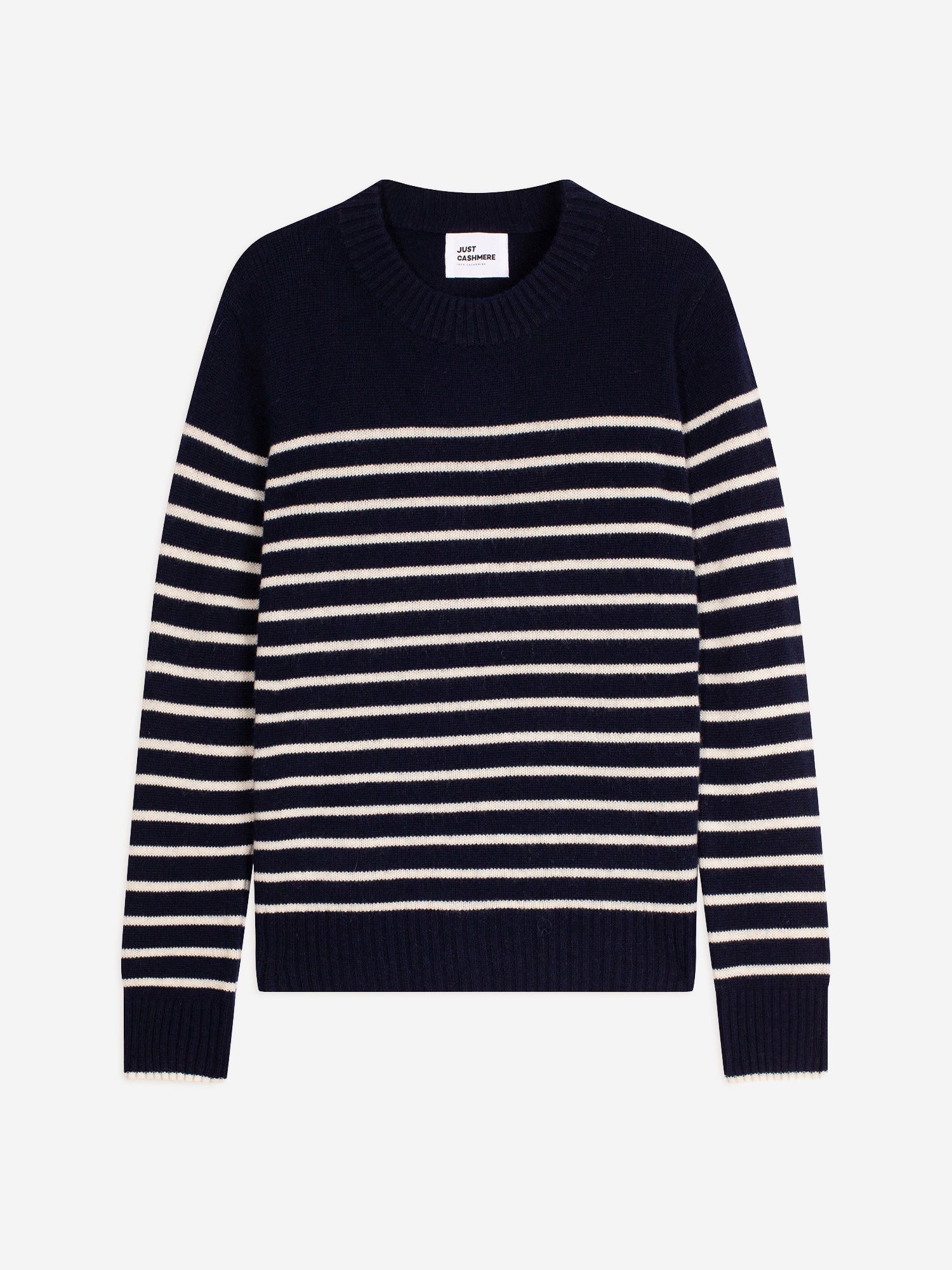 FIORA pull col rond 4 fils bi-color navy/ivoire