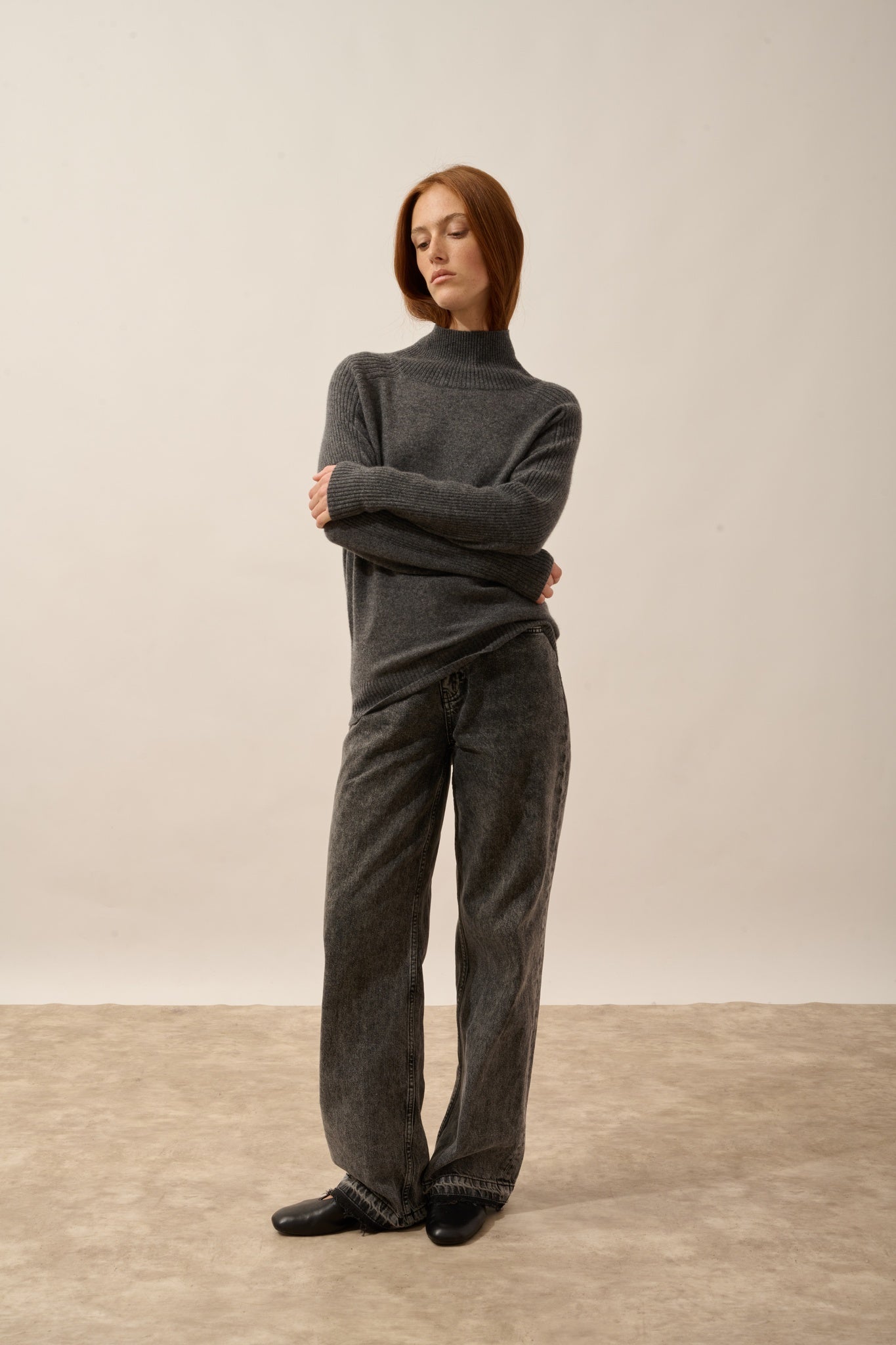FIORINA anthracite heathered turtleneck sweater